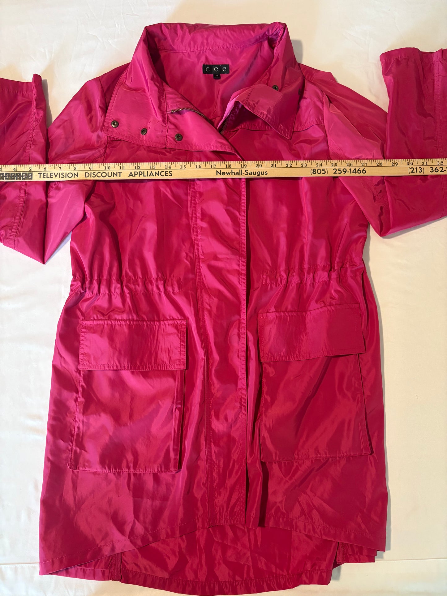 CCC Women’s Pink Lightweight Utility Jacket Size M Zip Front Drawstring Waist