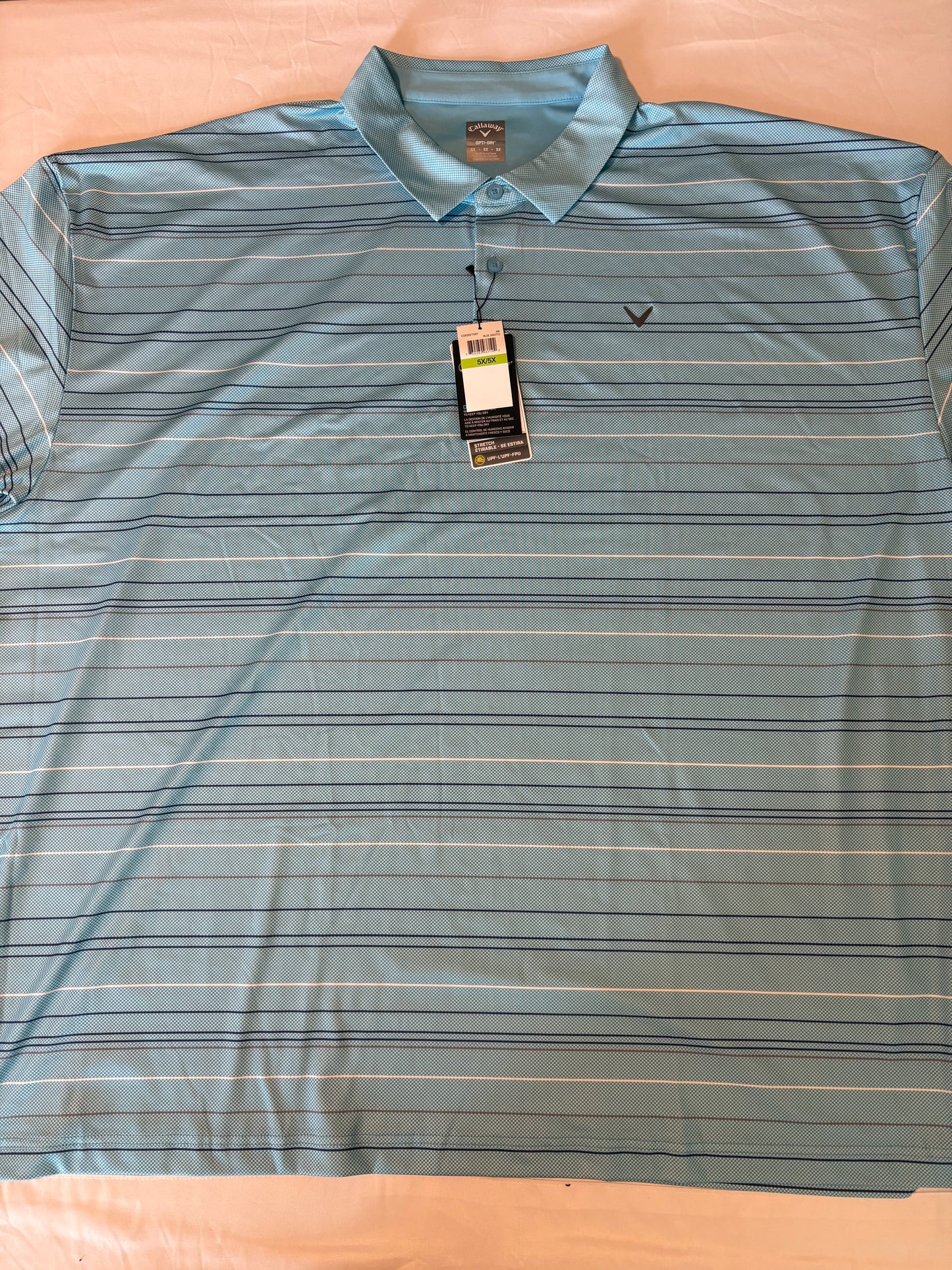 Callaway Men's 5X Golf Polo Shirt Blue Stripe Opti-Dri Performance NWT