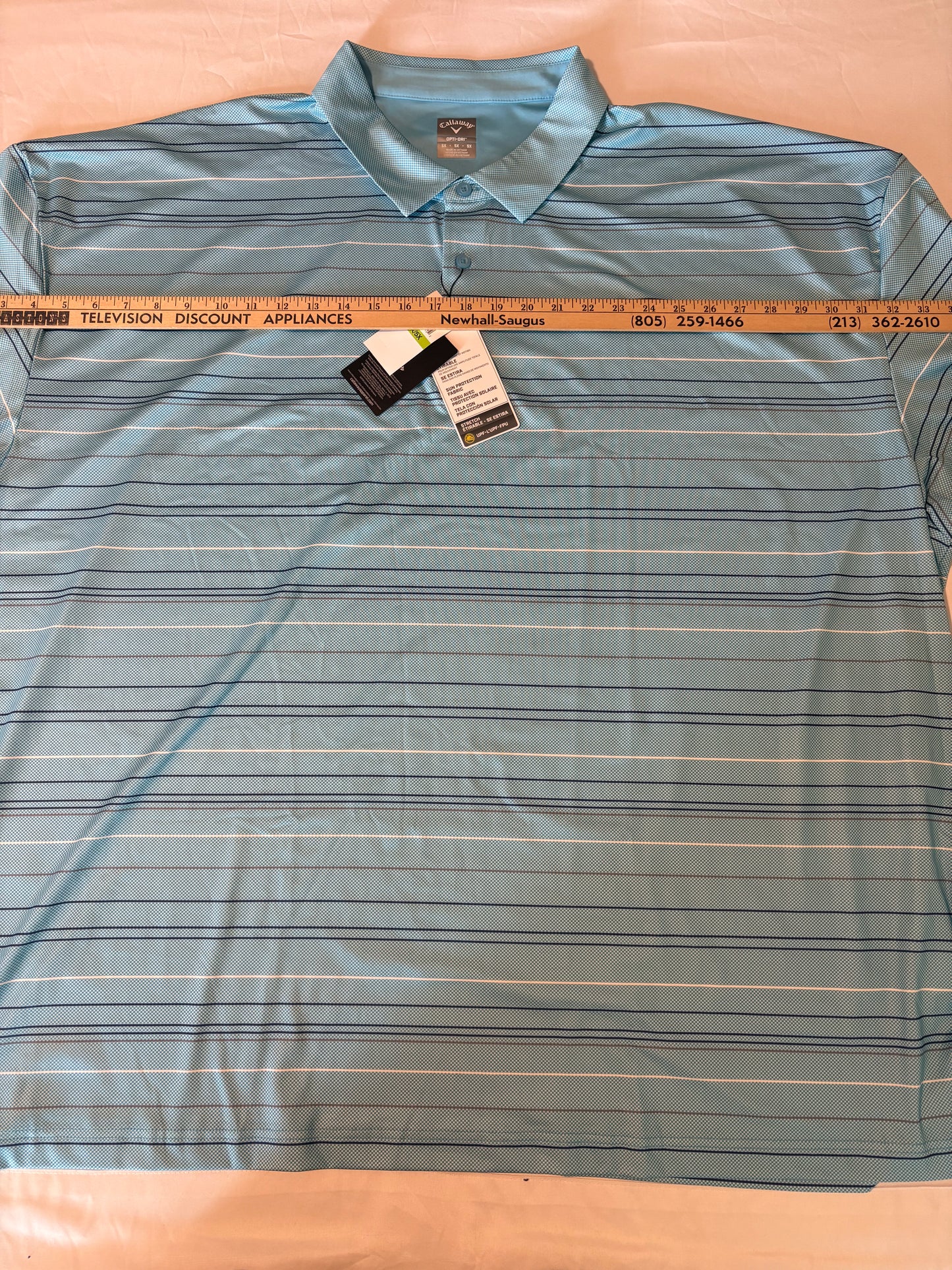 Callaway Men's 5X Golf Polo Shirt Blue Stripe Opti-Dri Performance NWT
