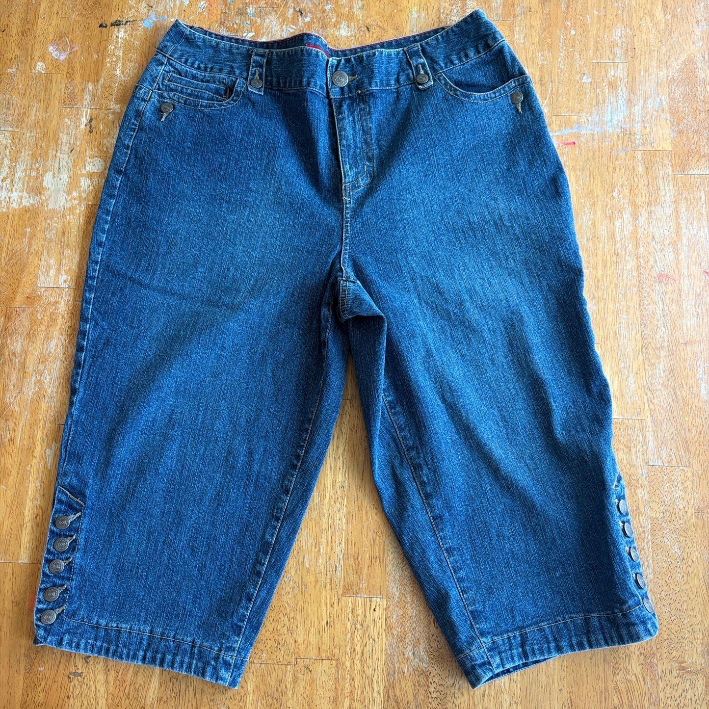 Denim Bermuda Shorts Button Hem Stretch Westport Tag 16W Fits Like 35X18 Blue
