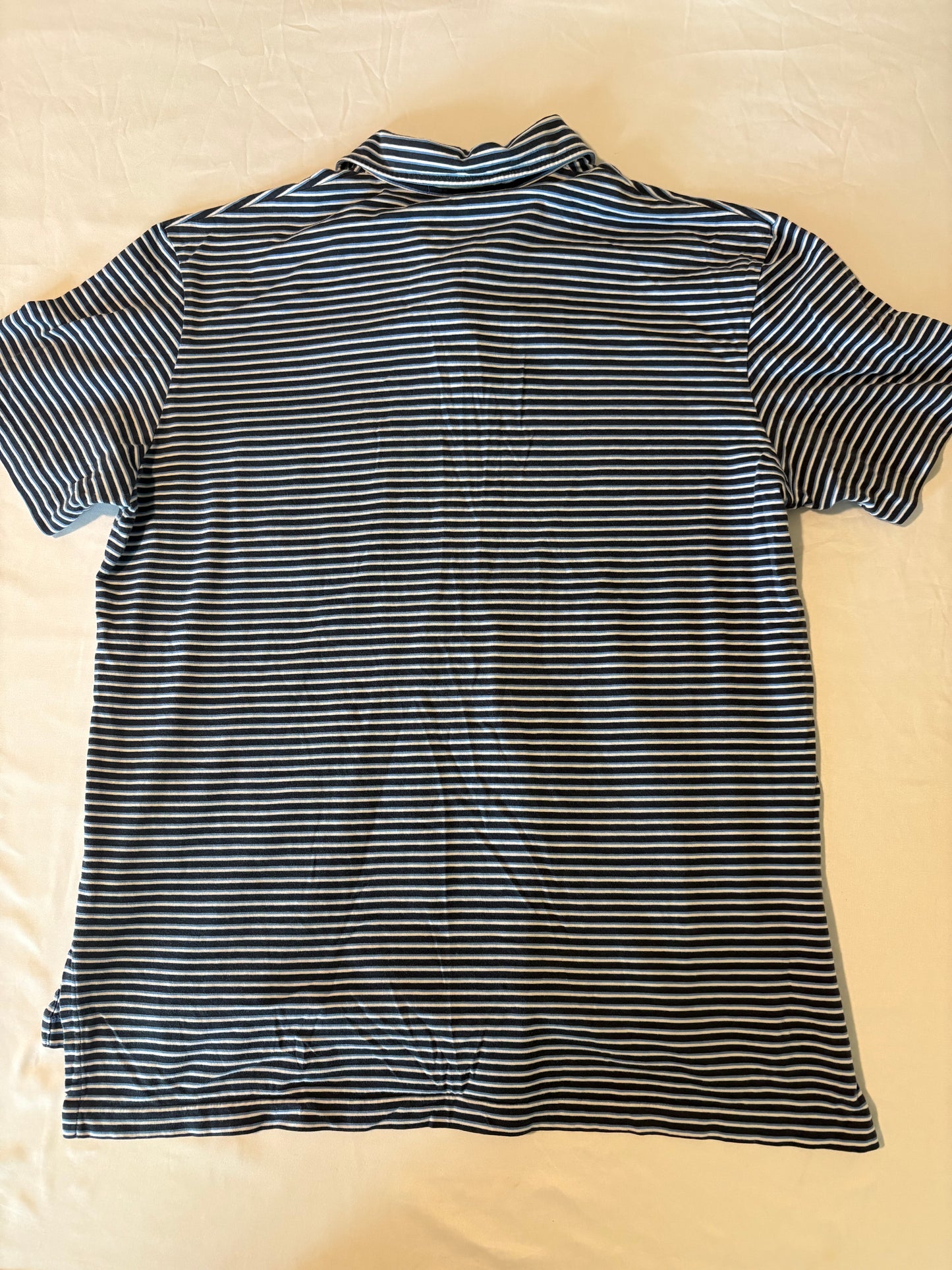 Polo by Ralph Lauren Men’s Shirt M Navy Blue Striped Short Sleeve Pocket Classic Fit