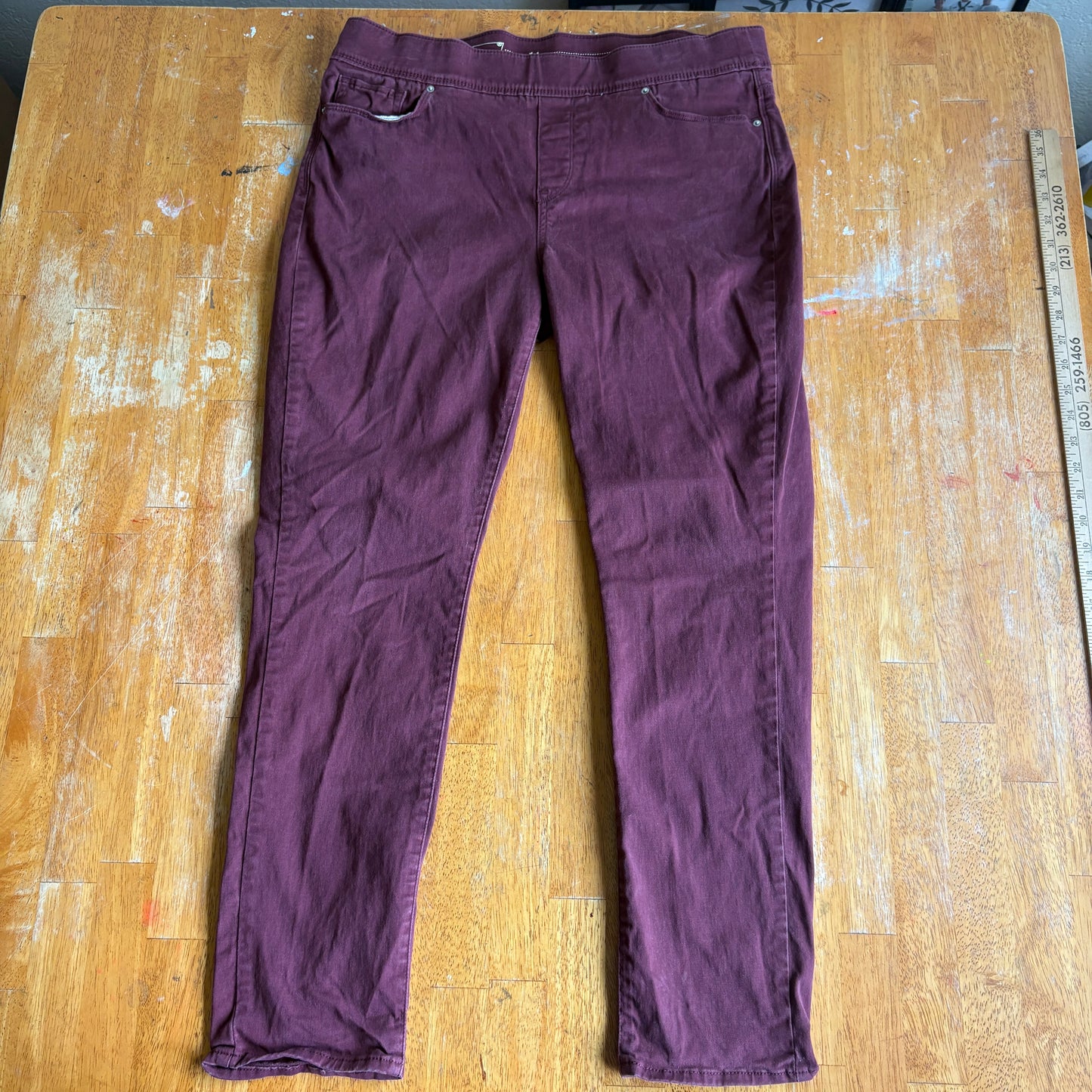 Levi’s Womens 14 W32 Burgundy Slim Straight Jeans Mid Rise Stretch