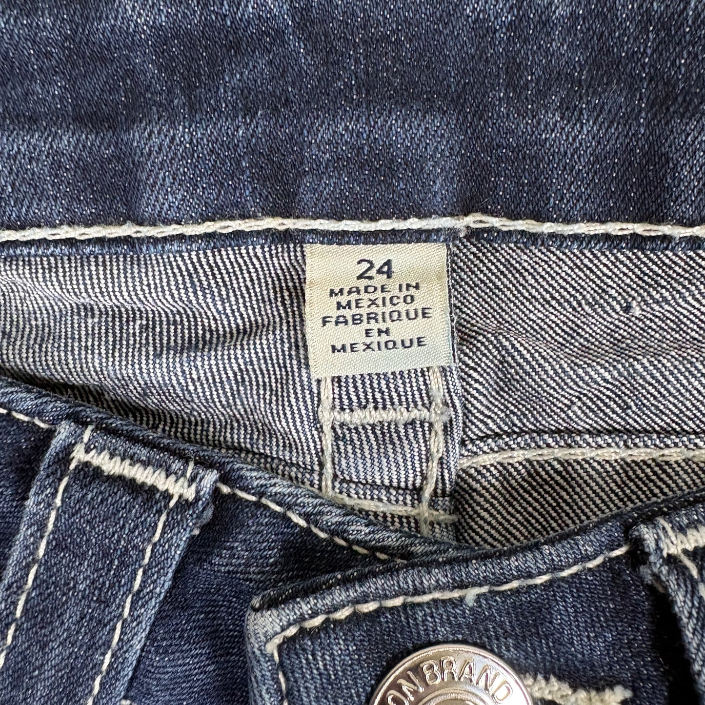 True Religion Womens Jeans 24 Medium Wash Flap Pocket Denim Y2K Vintage Bootcut