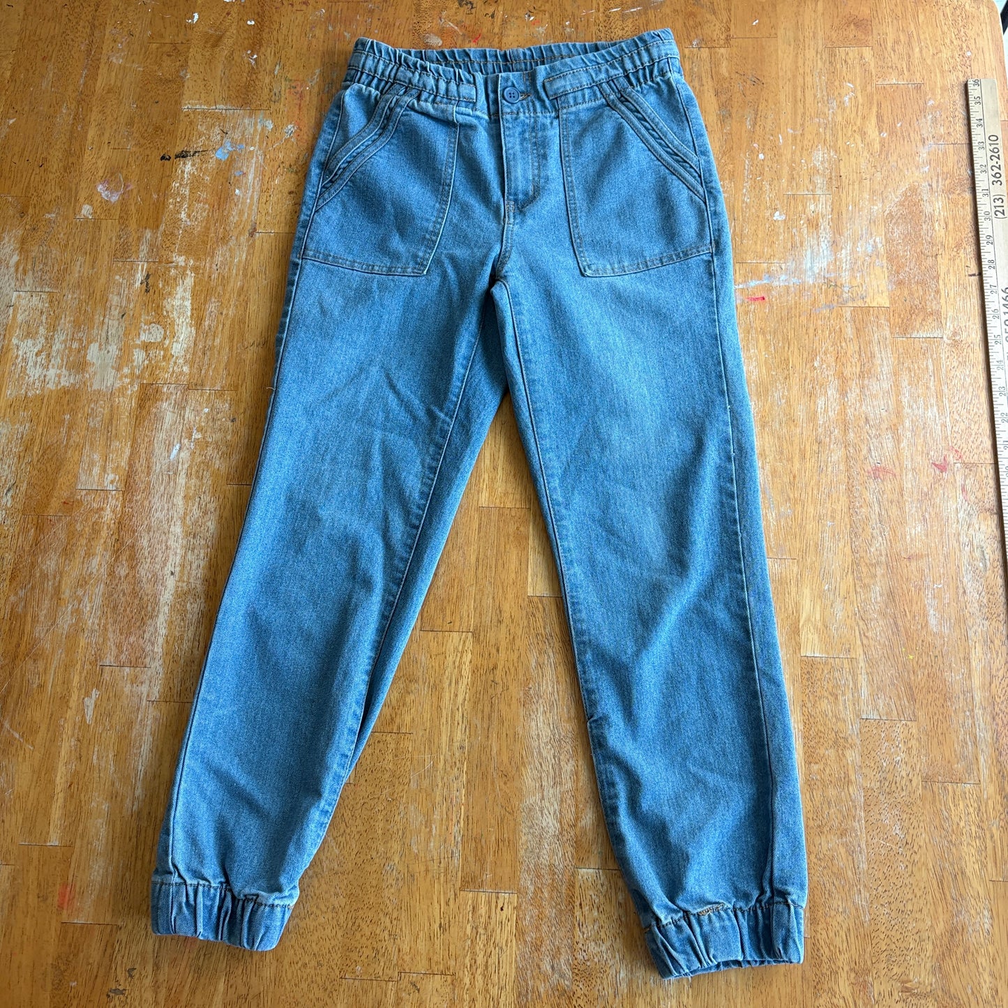 Kids Denim Jogger Pants Elastic Waist Tapered Youth S Fits Like 25X25 Blue