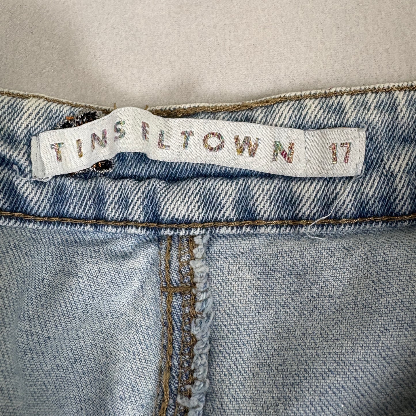 Tinseltown Womens Light Wash Distressed Jeans Size 17 Butterfly Y2K Vintage