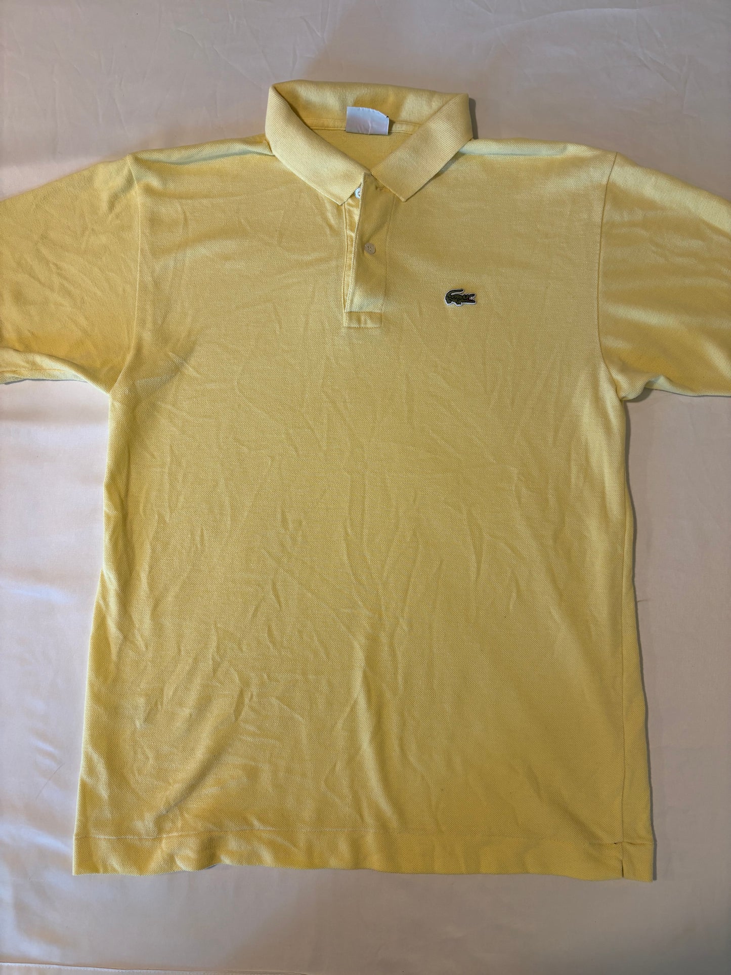 Vintage Lacoste Yellow Polo Shirt Size 3 Made in France Classic Fit Croc Logo