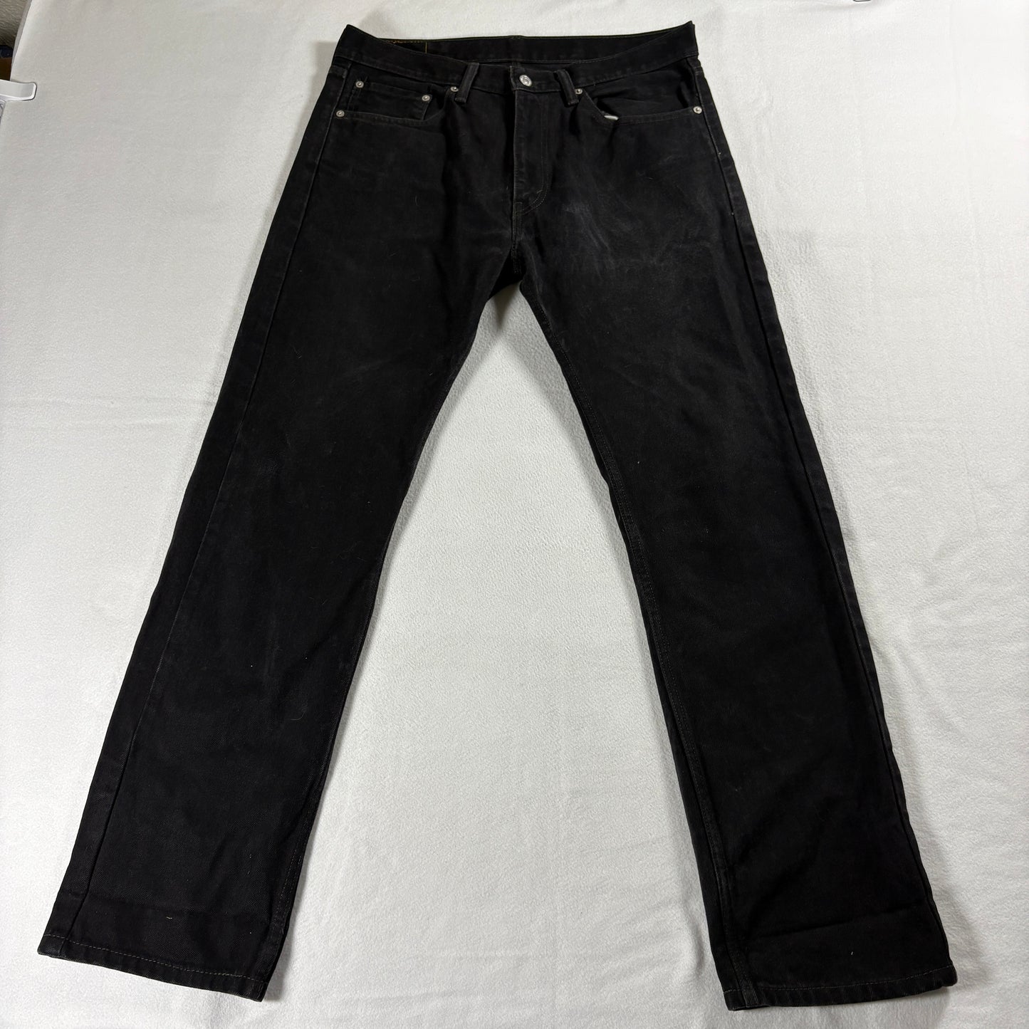 Levi’s Mens 36x32 Slim Straight Black Stretch Denim Jeans Classic Clean