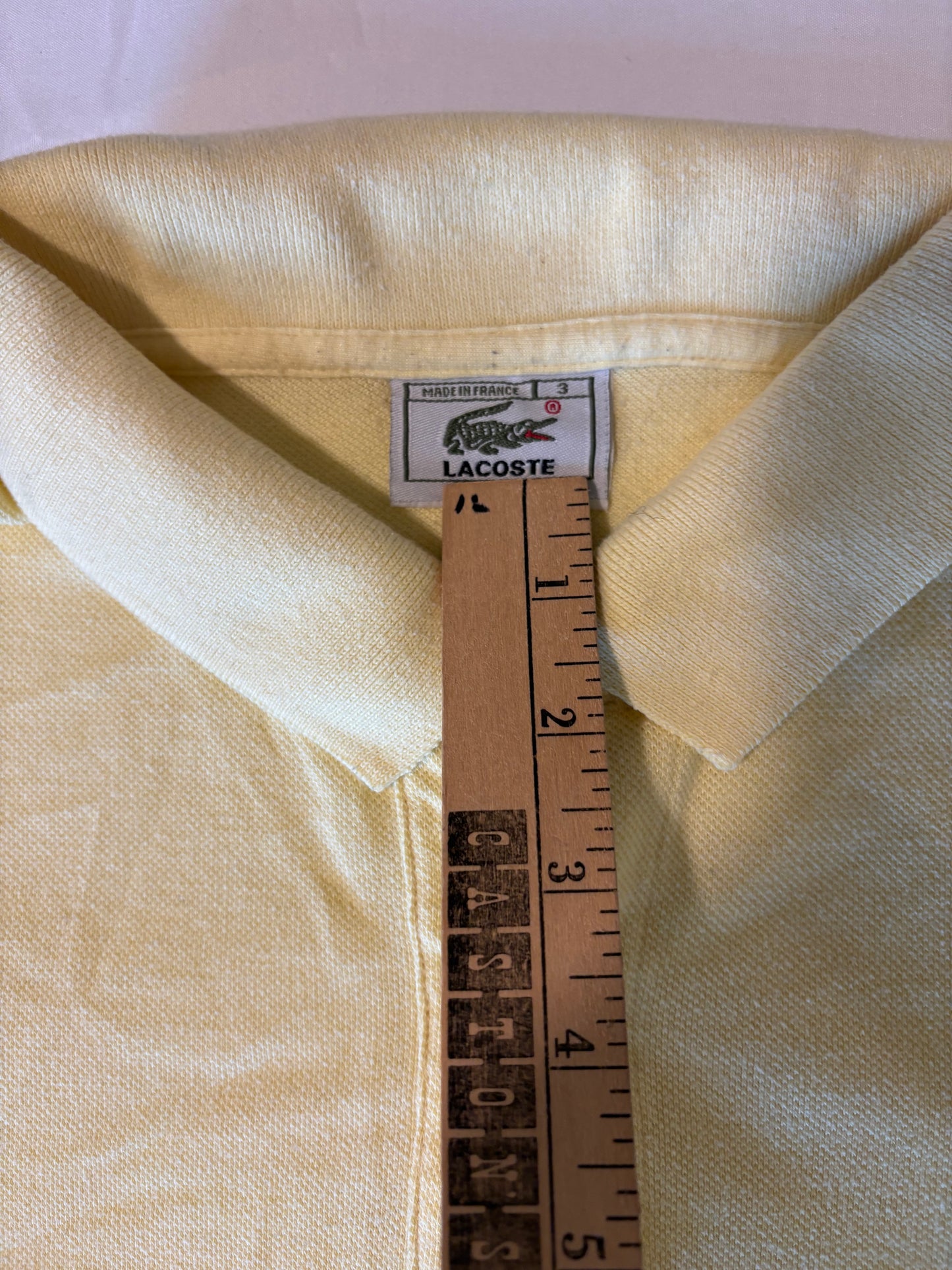 Vintage Lacoste Yellow Polo Shirt Size 3 Made in France Classic Fit Croc Logo