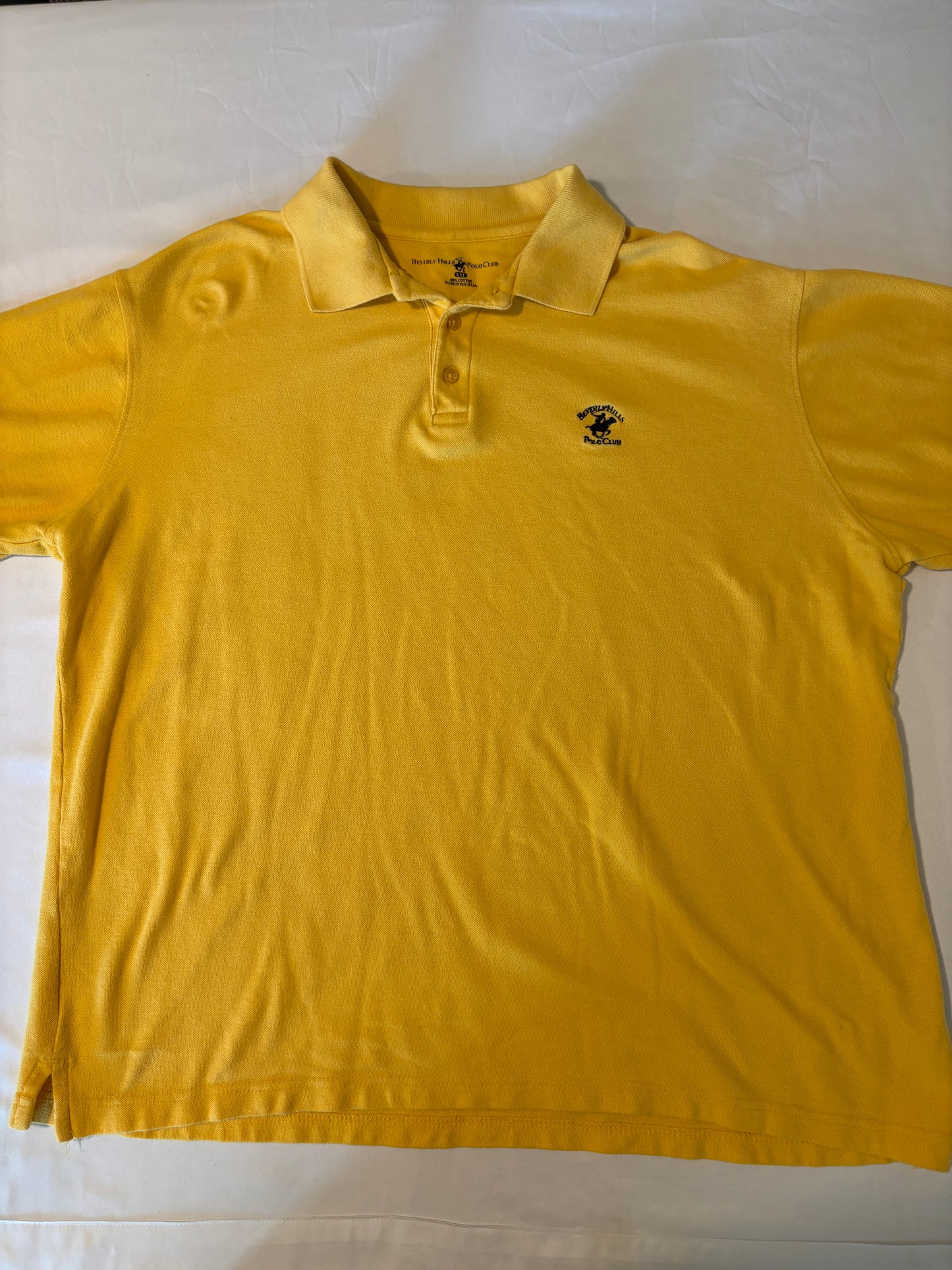 Beverly Hills Polo Club Men's Polo Shirt XXL Yellow Cotton Casual Classic Fit