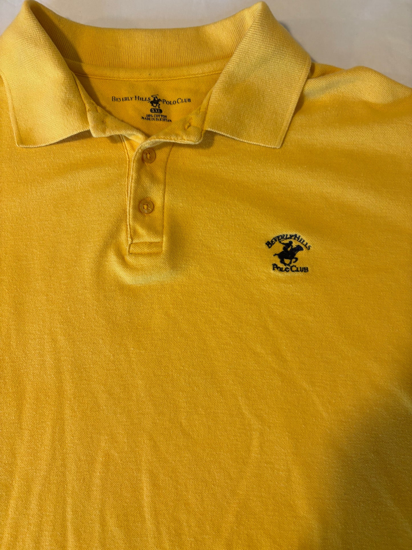 Beverly Hills Polo Club Men's Polo Shirt XXL Yellow Cotton Casual Classic Fit