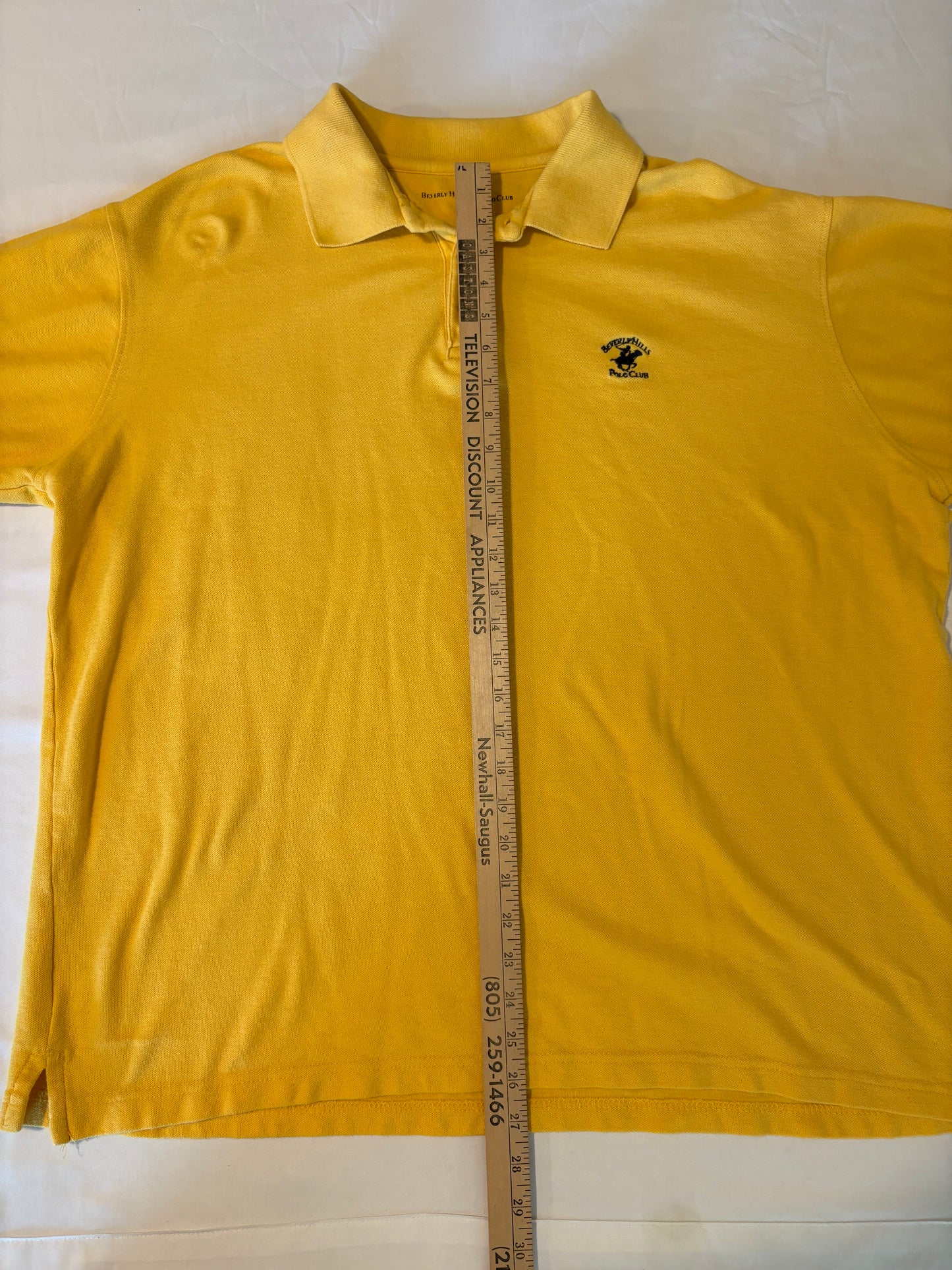 Beverly Hills Polo Club Men's Polo Shirt XXL Yellow Cotton Casual Classic Fit