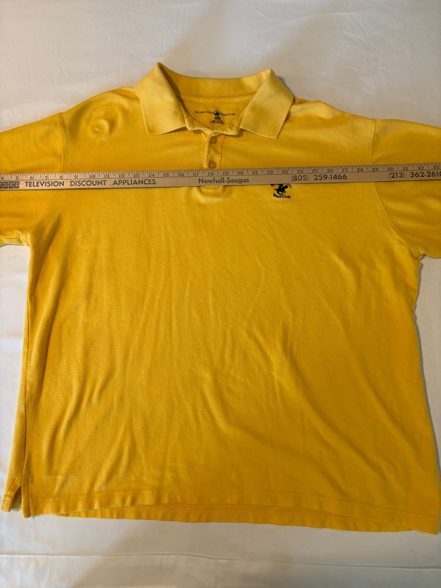 Beverly Hills Polo Club Men's Polo Shirt XXL Yellow Cotton Casual Classic Fit