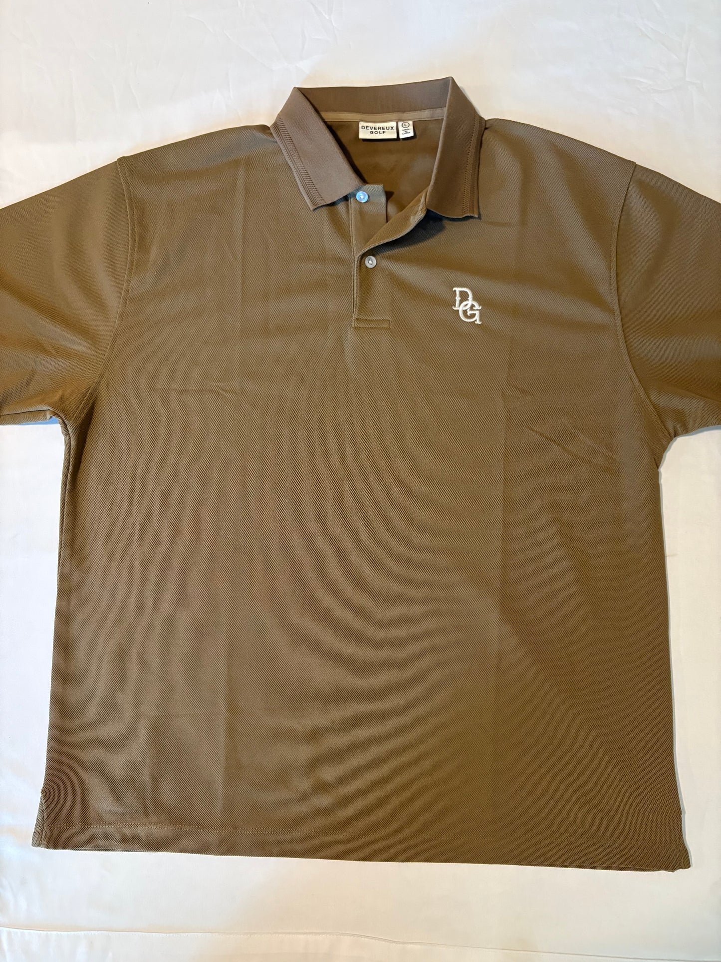 Devereux Golf Men's Polo Shirt L Brown Performance Stretch Moisture Wicking