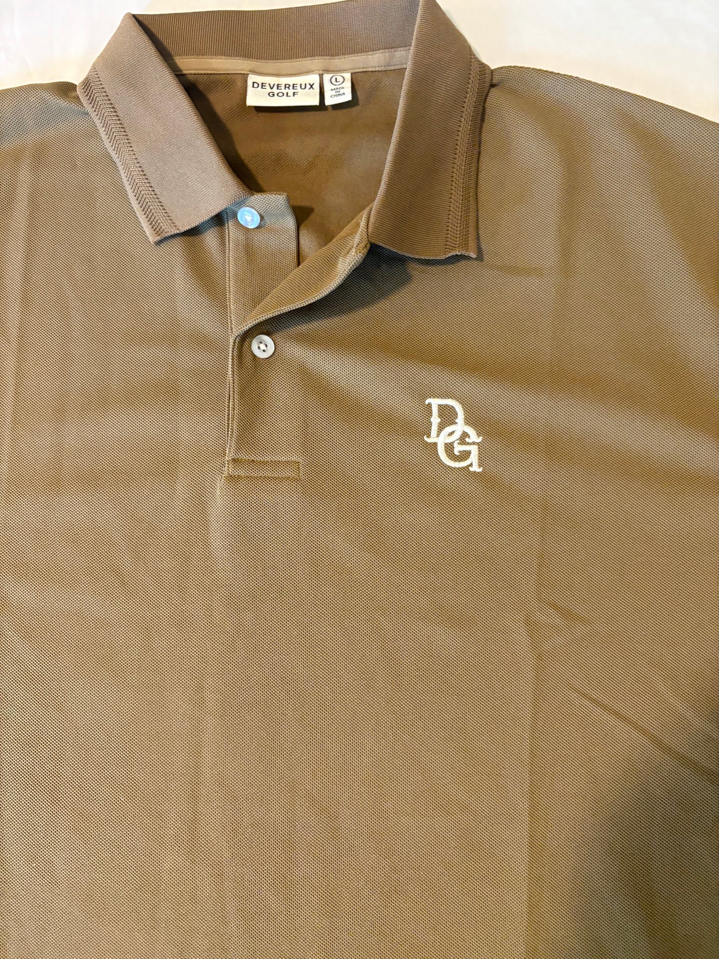 Devereux Golf Men's Polo Shirt L Brown Performance Stretch Moisture Wicking