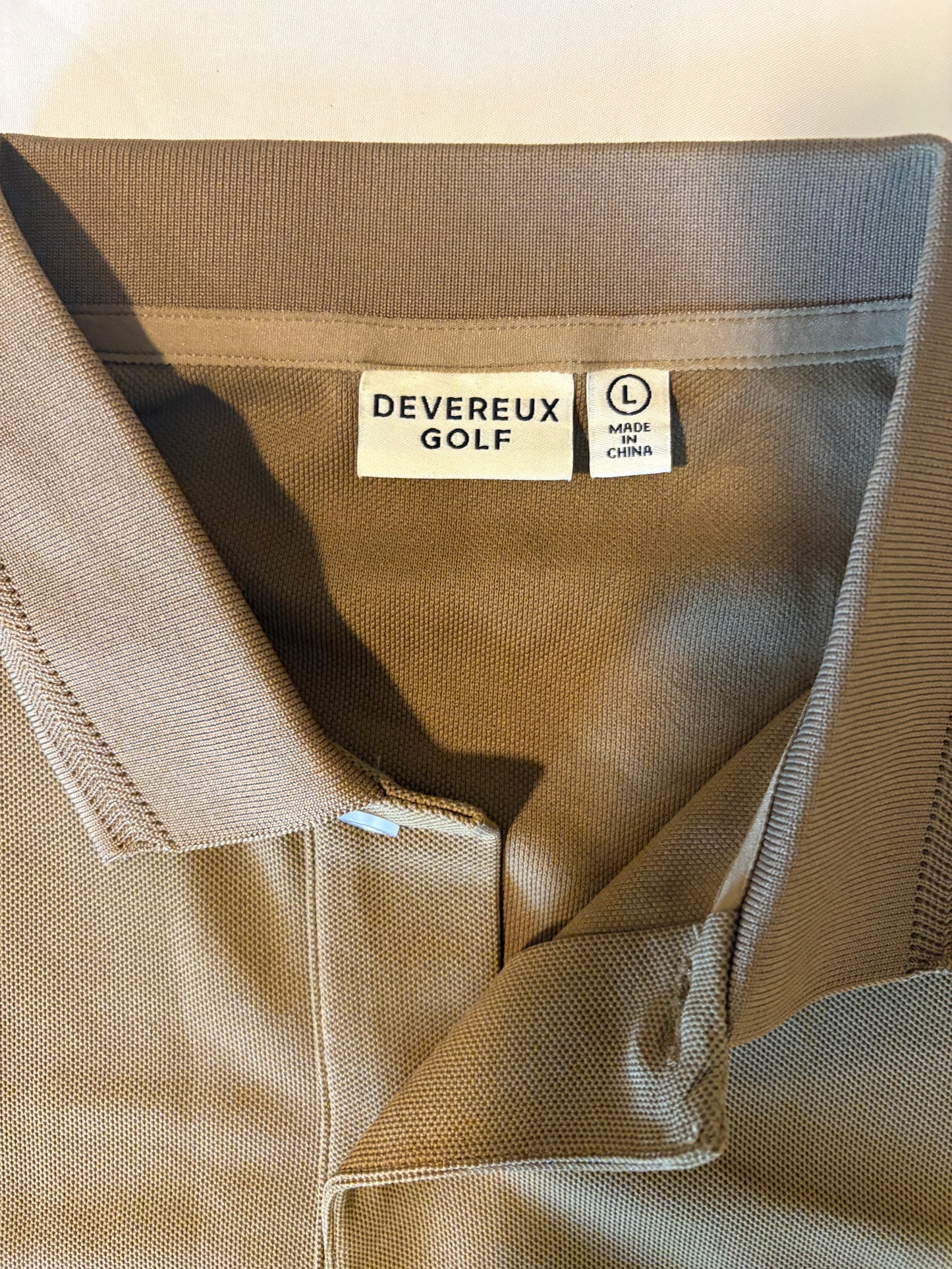 Devereux Golf Men's Polo Shirt L Brown Performance Stretch Moisture Wicking