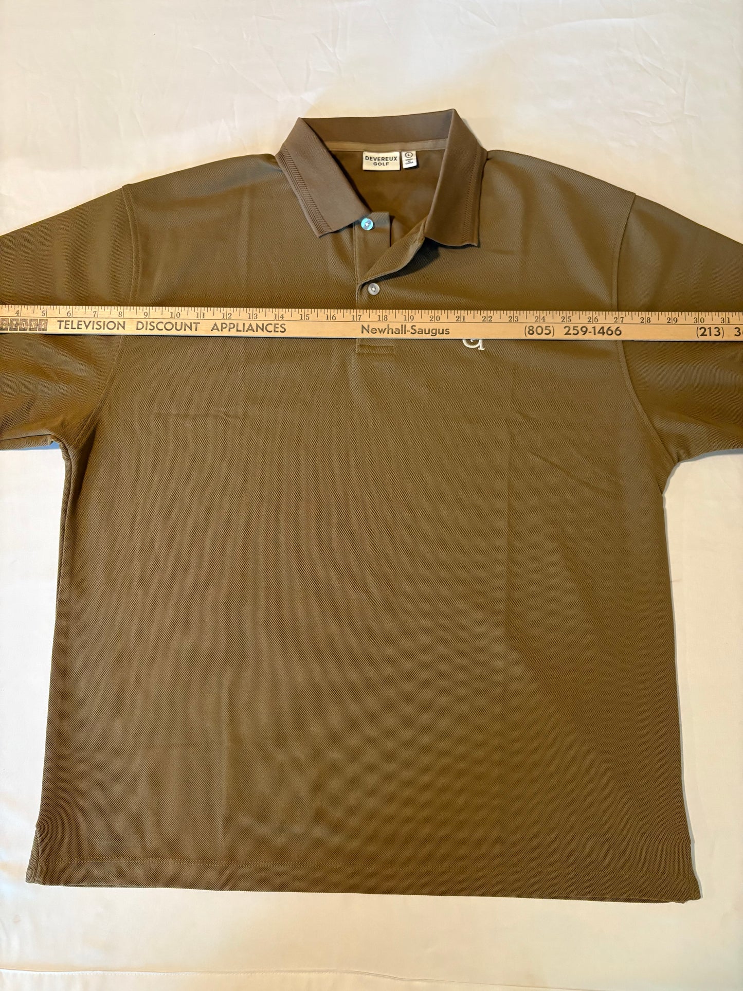 Devereux Golf Men's Polo Shirt L Brown Performance Stretch Moisture Wicking