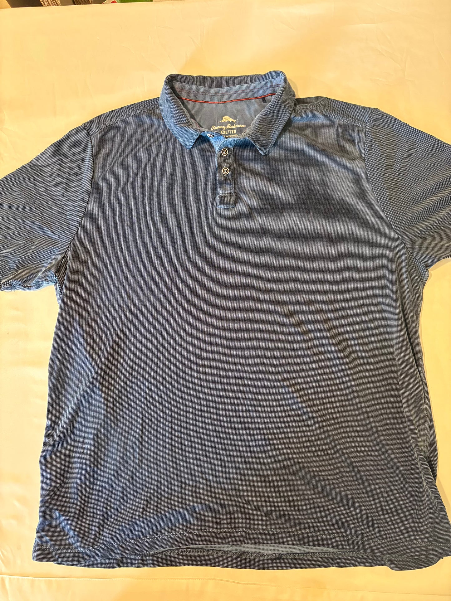 Tommy Bahama Men's Polo Shirt XXL Blue IslandZone Feeder Stripe Casual Golf