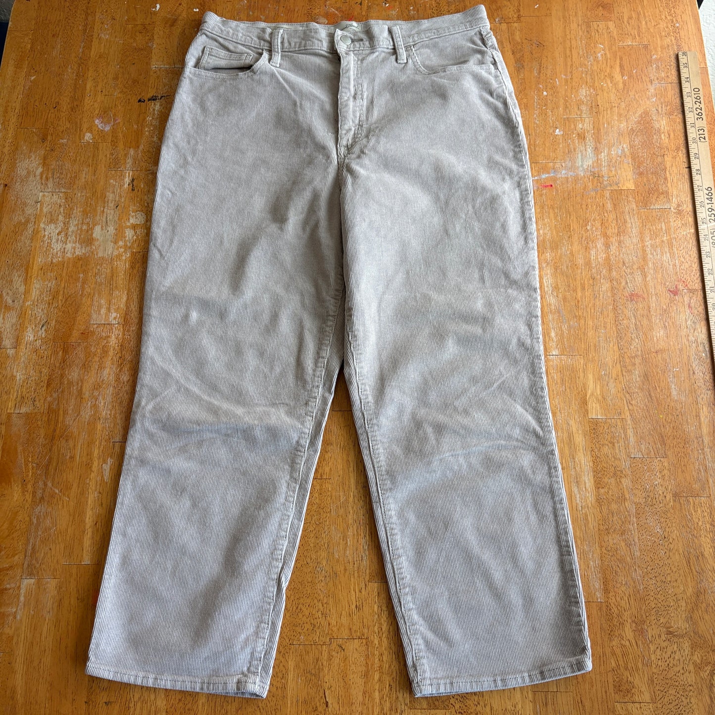 Corduroy Straight Pants Workwear Utility Neutral 14x32 Fits Like 34X24 Beige