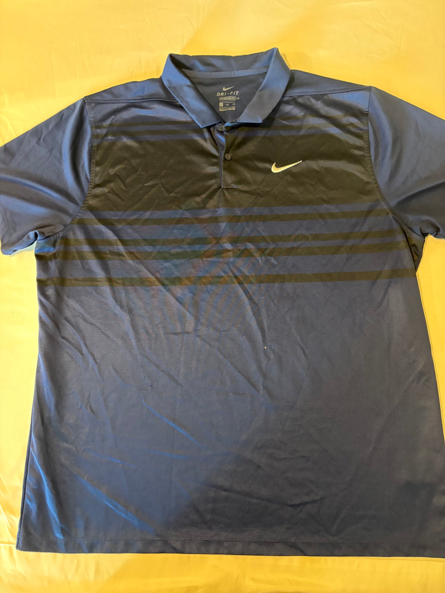 Nike Dri-FIT Polo Shirt XXL Blue Striped Standard Fit Golf Athletic Performance