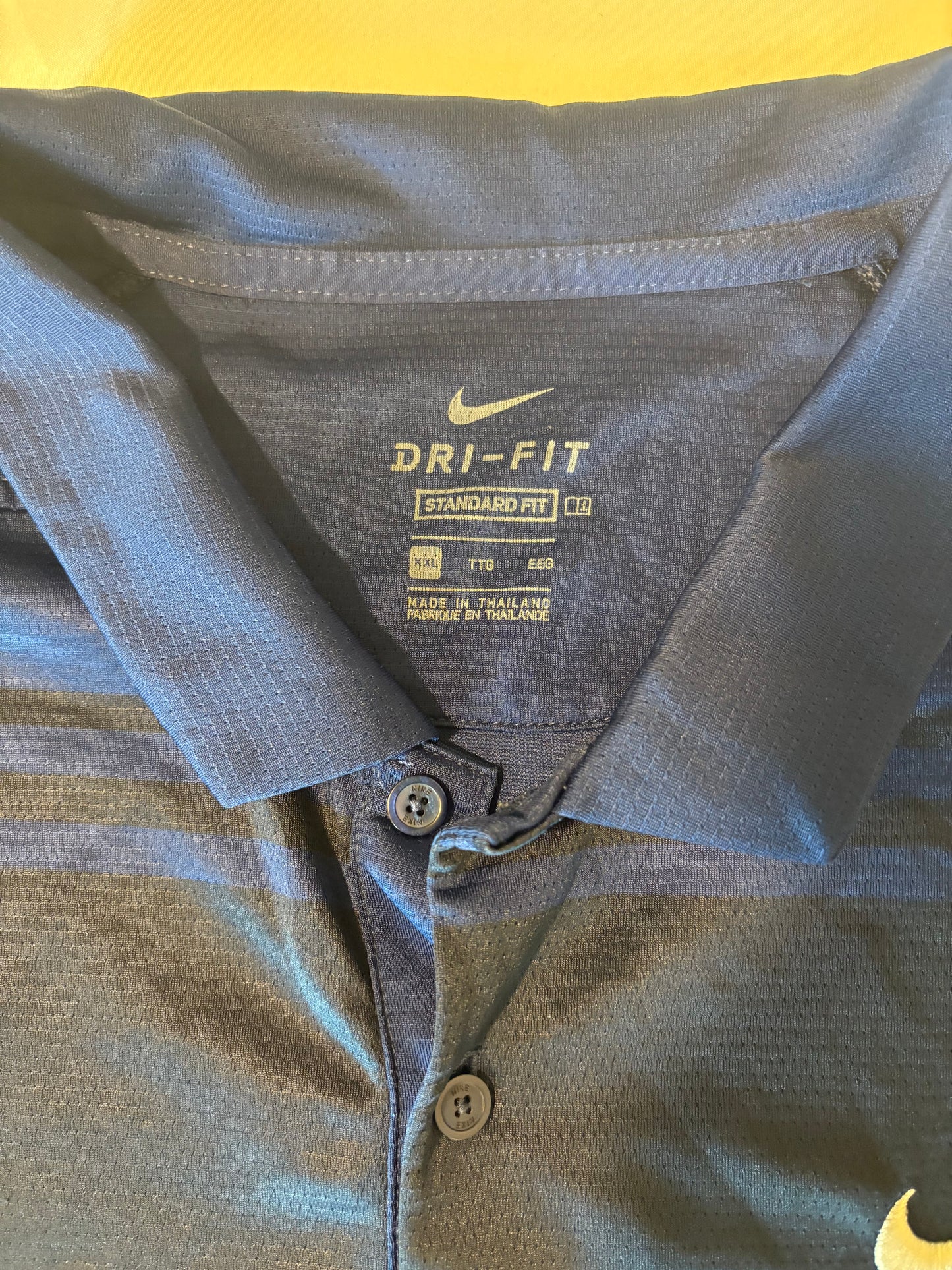 Nike Dri-FIT Polo Shirt XXL Blue Striped Standard Fit Golf Athletic Performance