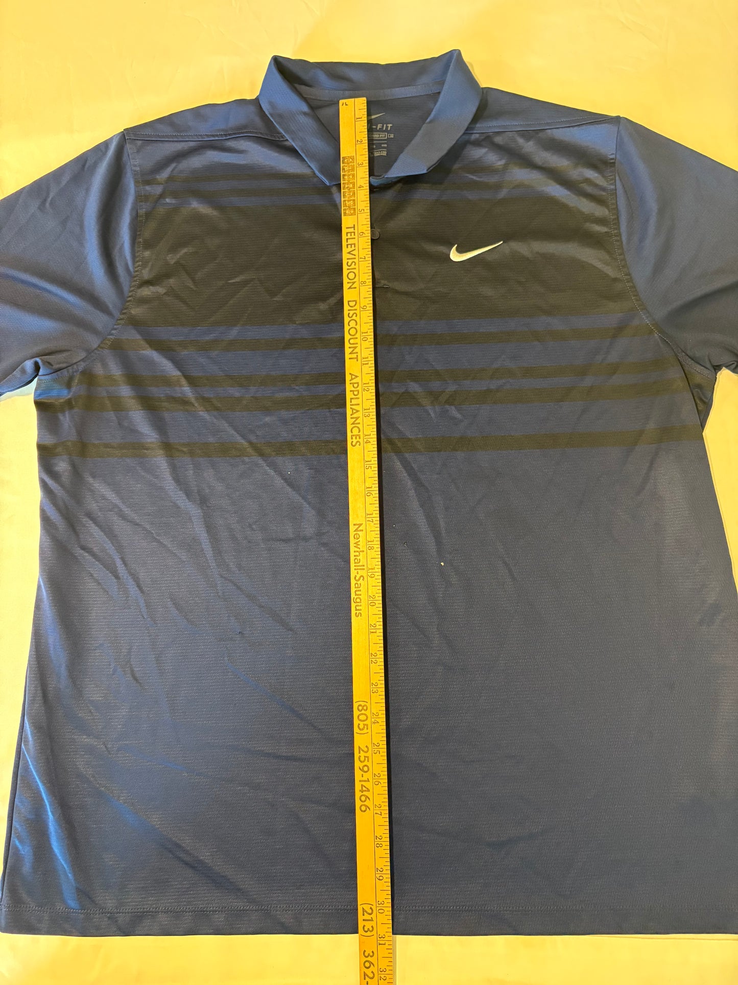 Nike Dri-FIT Polo Shirt XXL Blue Striped Standard Fit Golf Athletic Performance