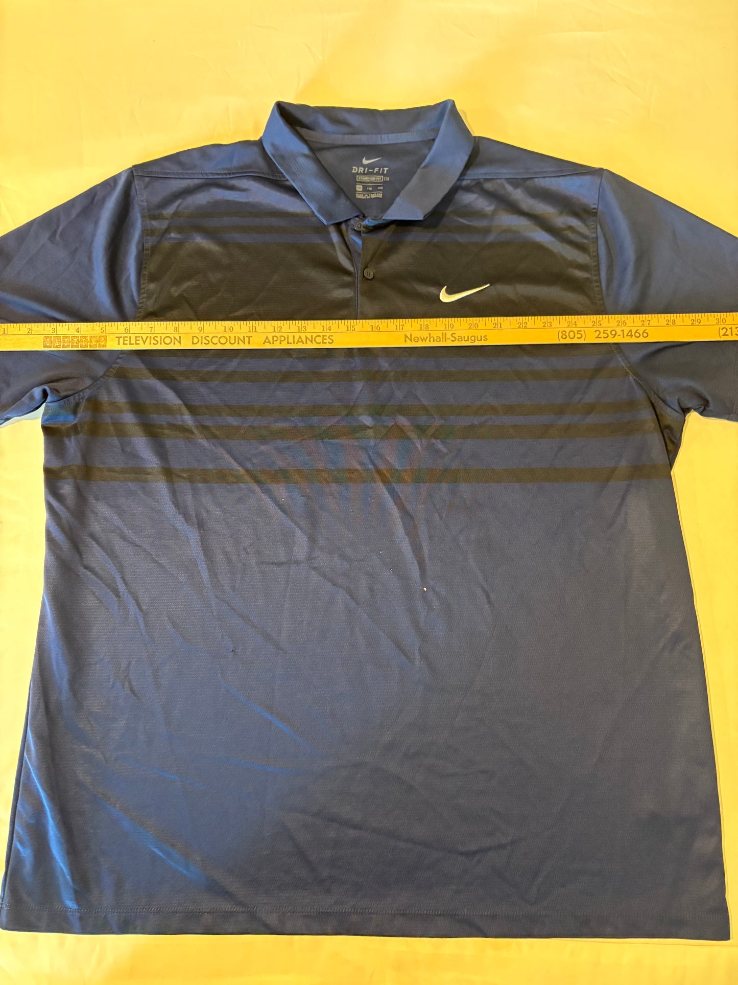 Nike Dri-FIT Polo Shirt XXL Blue Striped Standard Fit Golf Athletic Performance