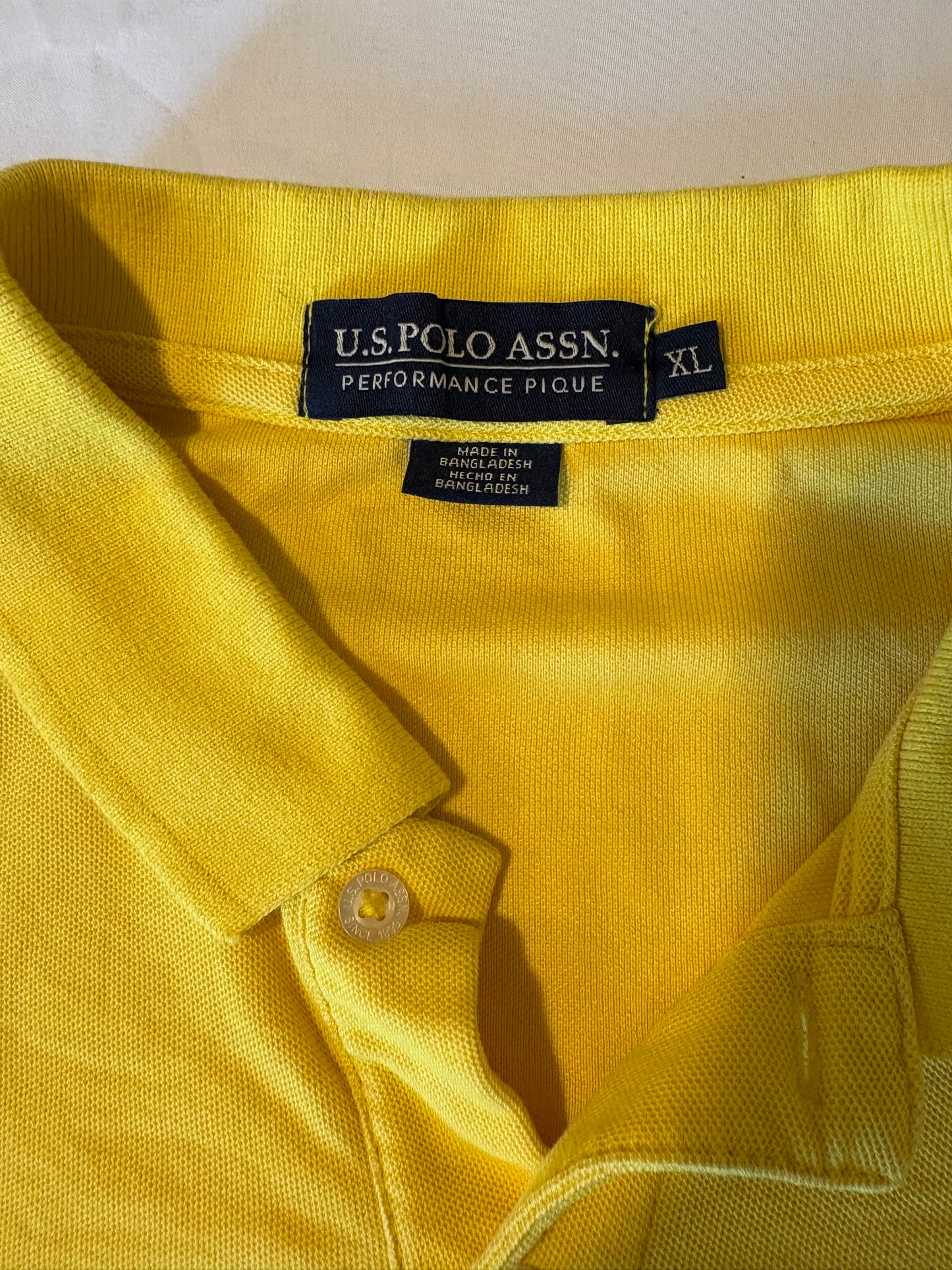 U.S. Polo Assn. Men's Polo Shirt XL Yellow Performance Pique Casual Classic Fit