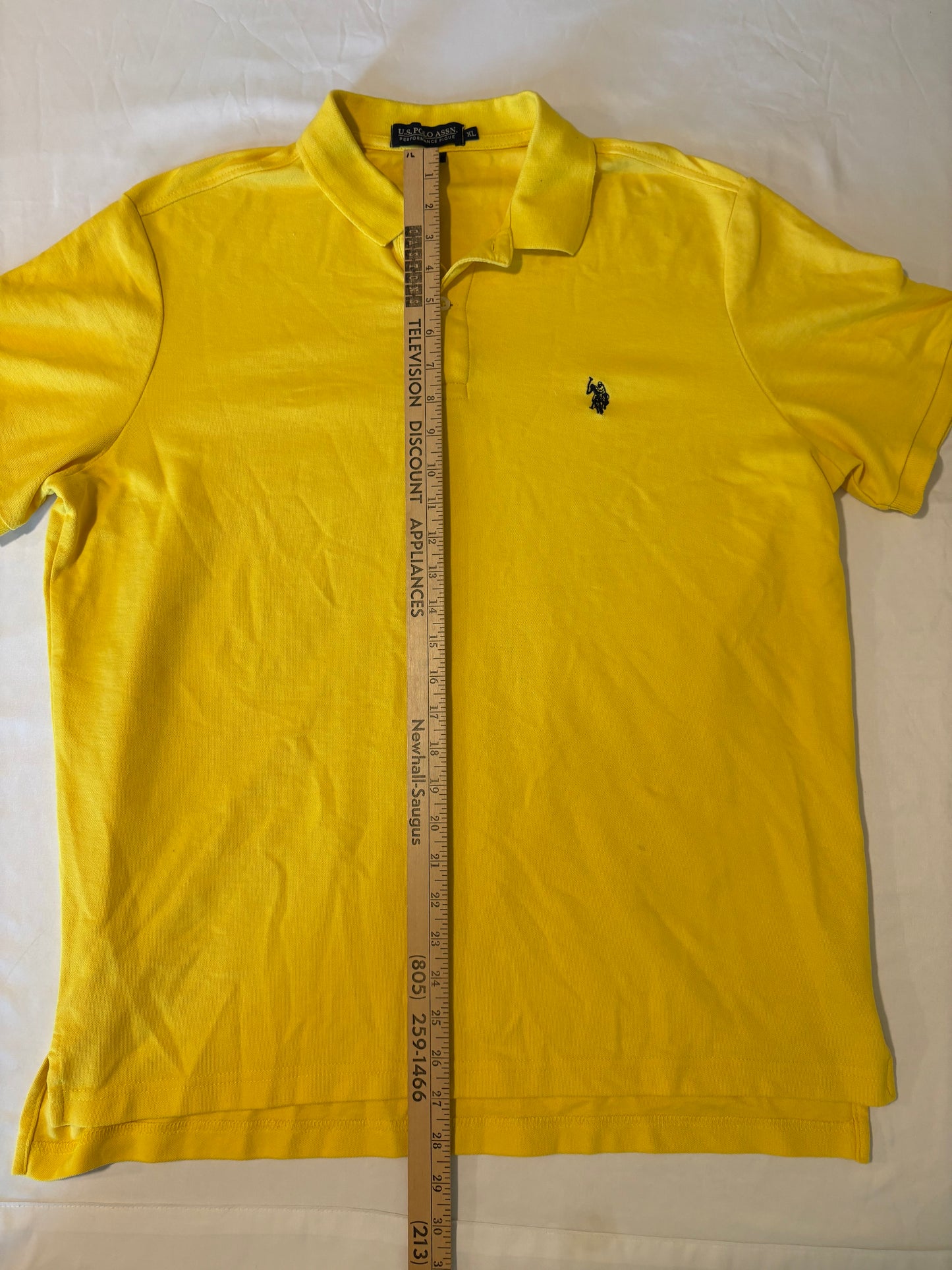 U.S. Polo Assn. Men's Polo Shirt XL Yellow Performance Pique Casual Classic Fit