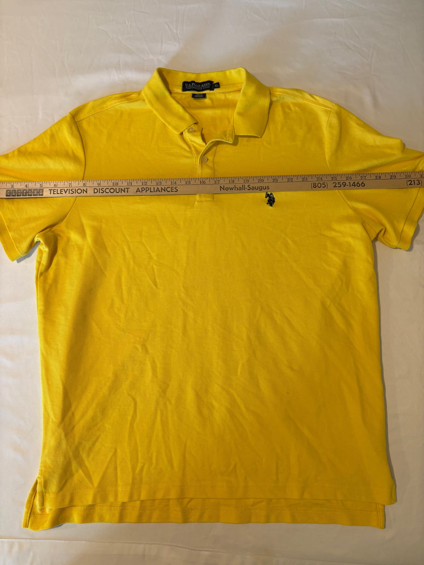 U.S. Polo Assn. Men's Polo Shirt XL Yellow Performance Pique Casual Classic Fit