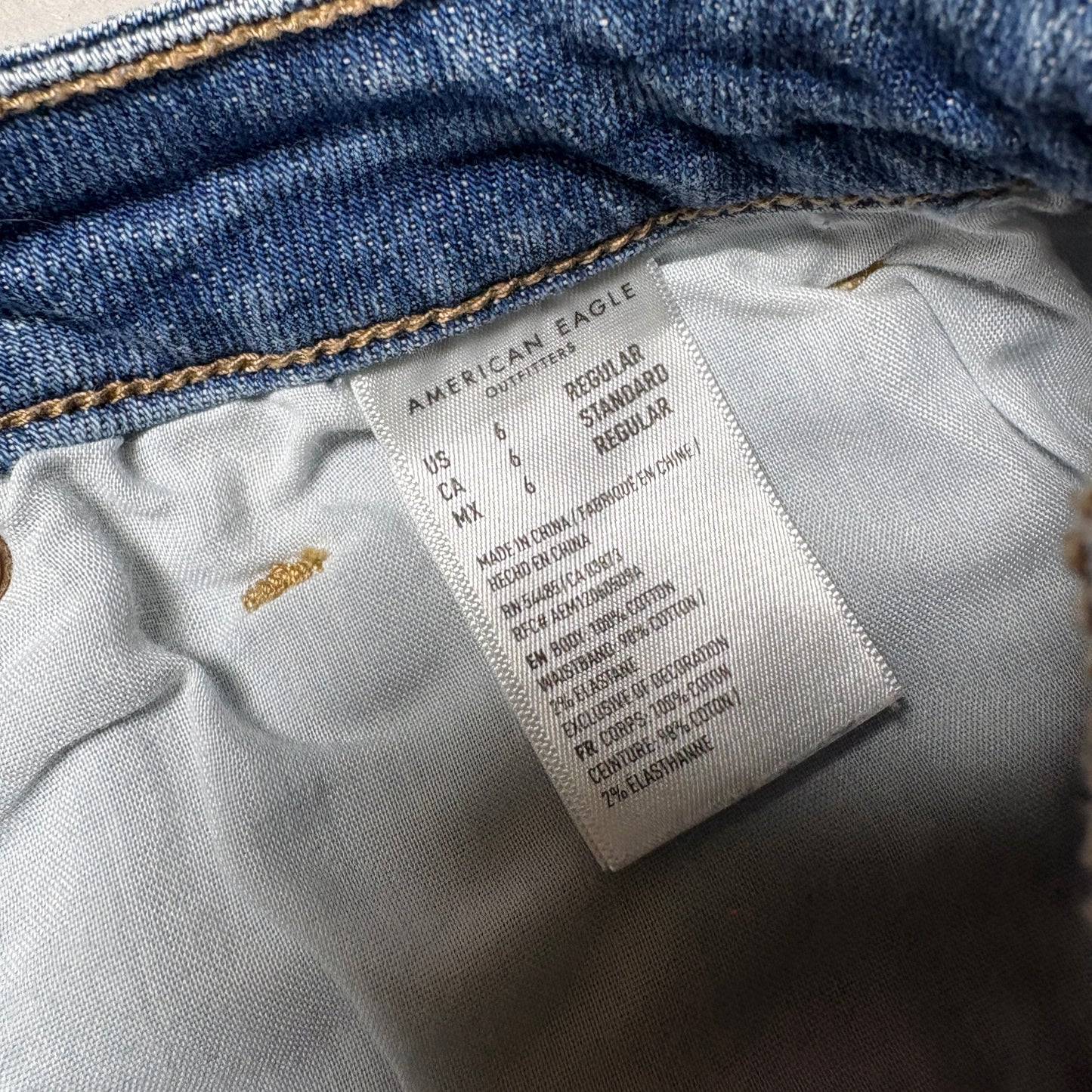 American Eagle Womens 6 Regular Blue Denim Jeans Comfort Stretch Y2K Vintage