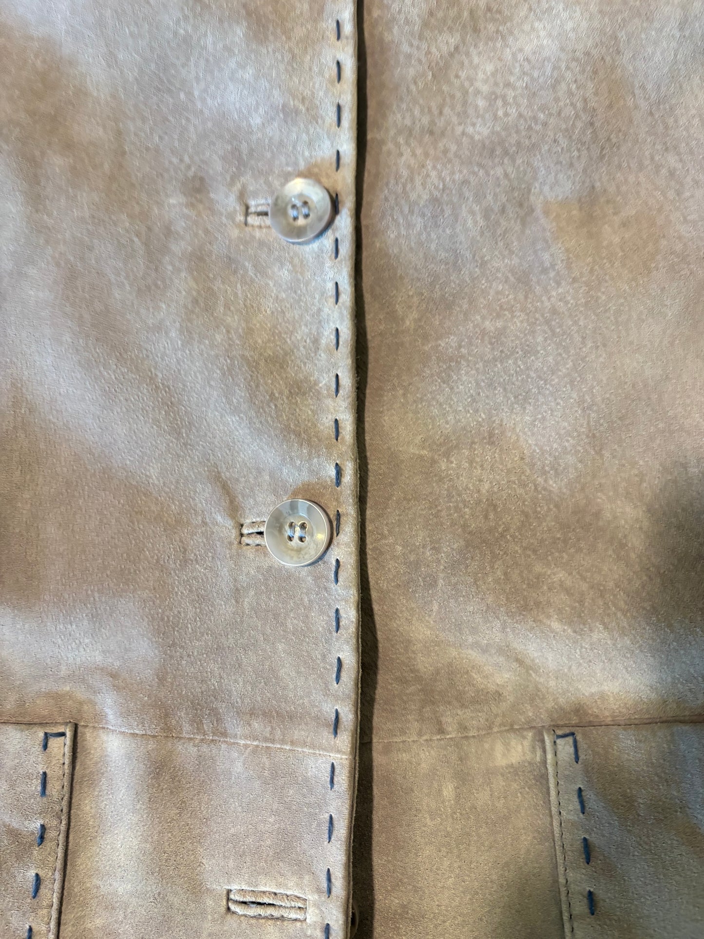 Bernardo Women's XL Genuine Leather Jacket Tan Suede Look Front Pockets