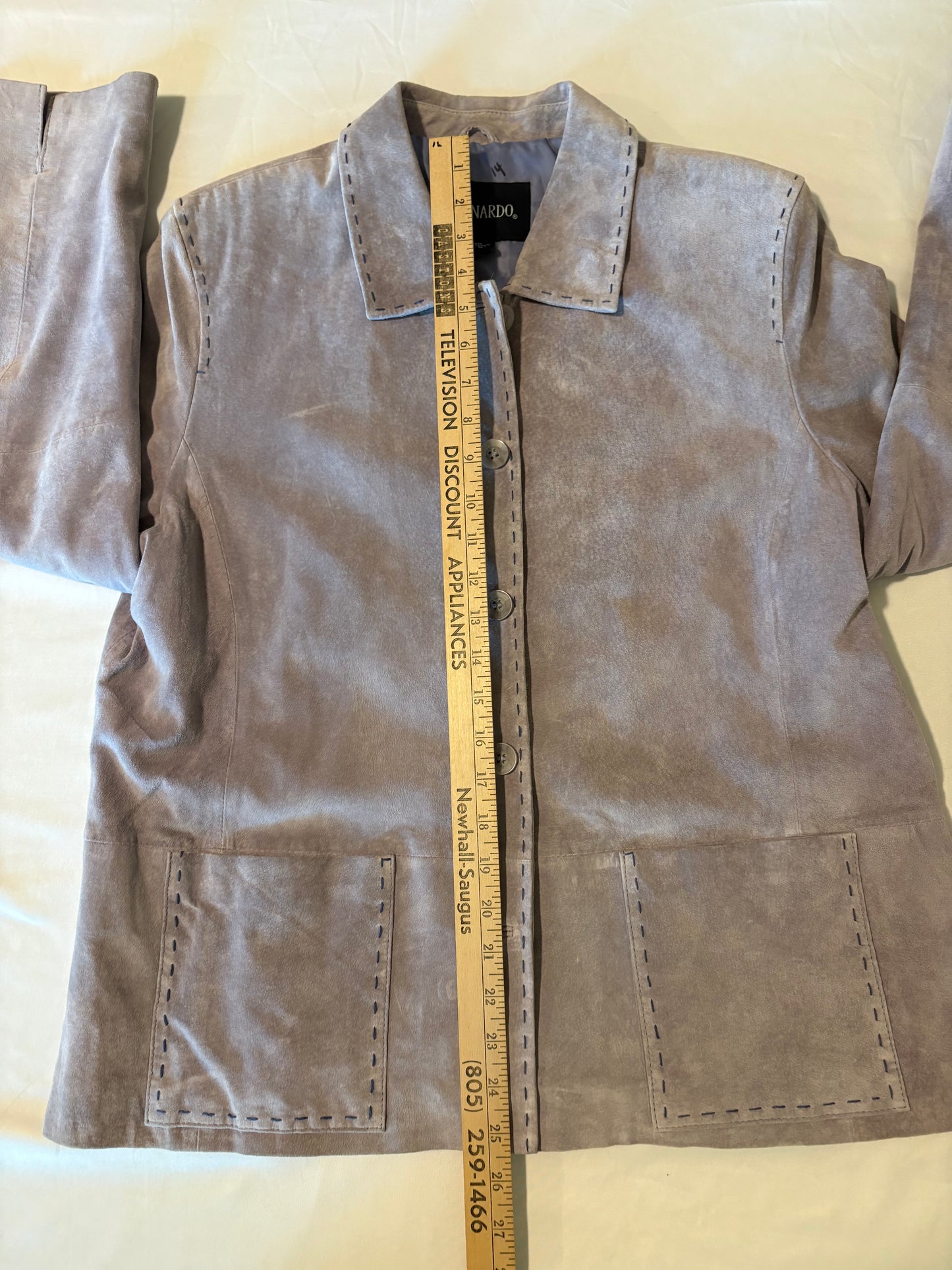 Bernardo Women's XL Genuine Leather Jacket Tan Suede Look Front Pockets