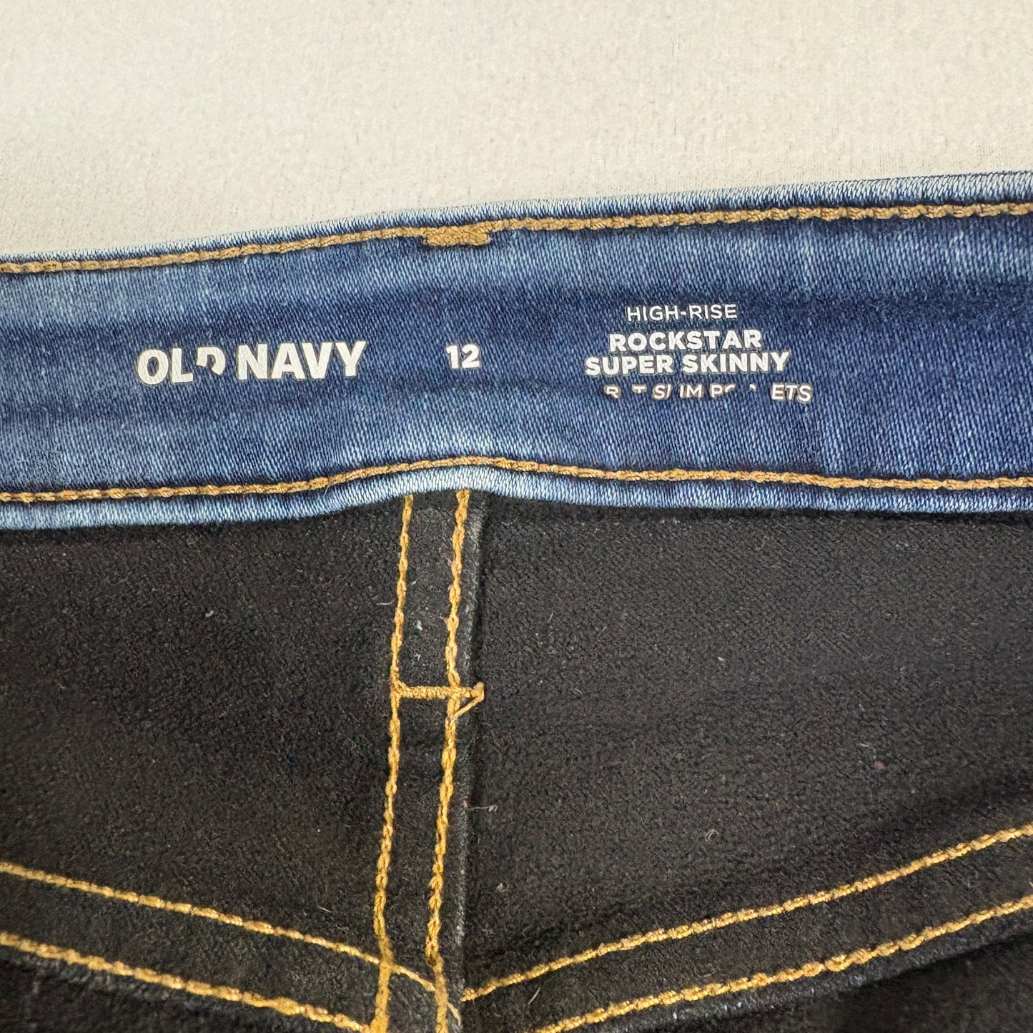 Old Navy Womens High Rise Rockstar Super Skinny Jeans 12 Blue Denim Stretch