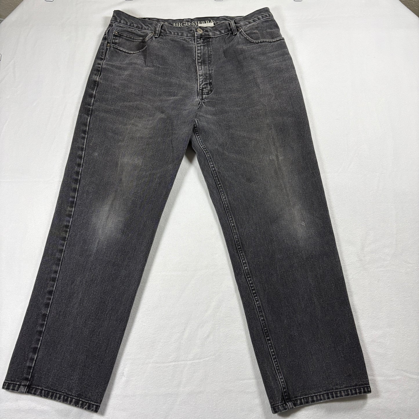 Mens Jeans 38x30 Black Wash Straight Leg Vintage Y2K Grunge Denim Casual