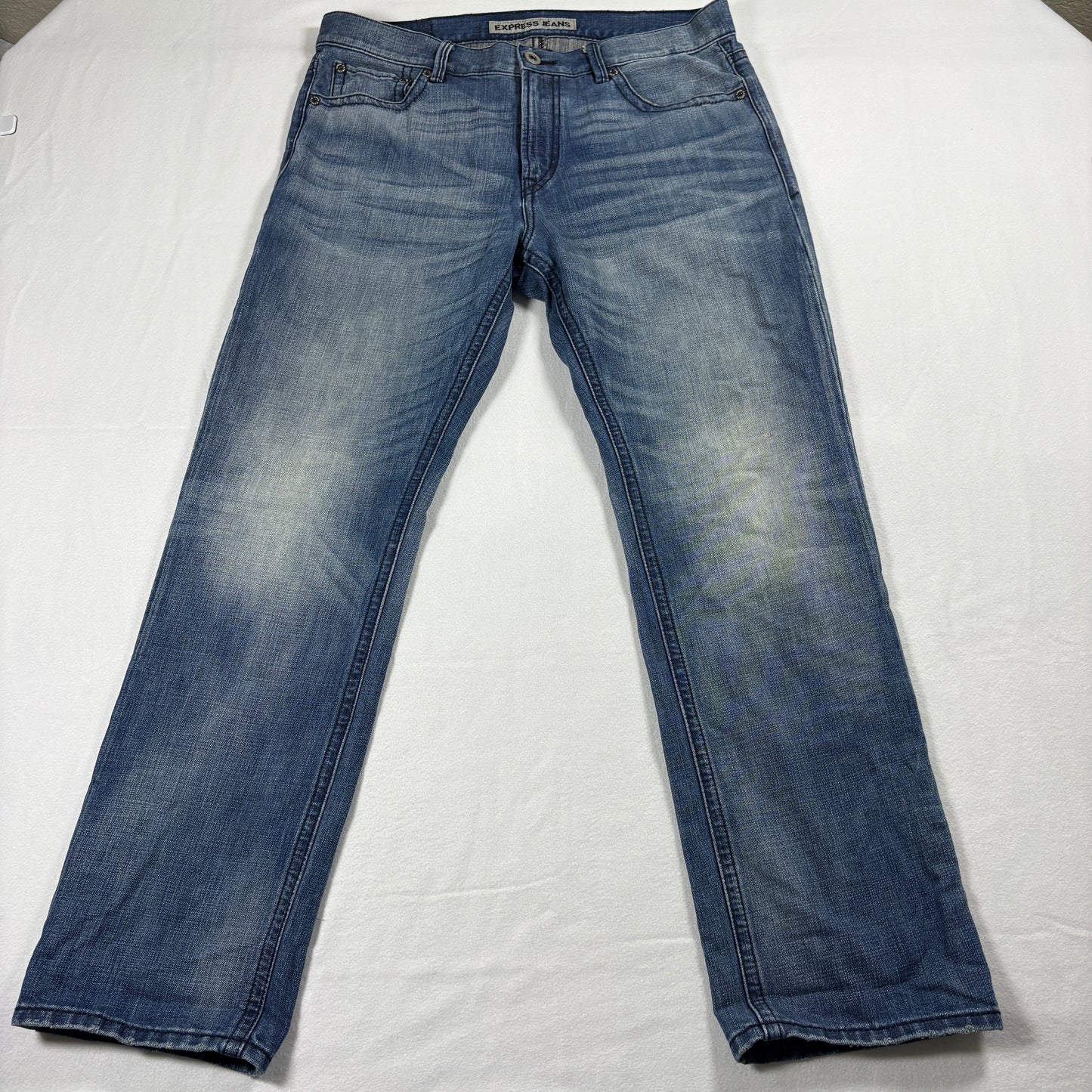 Mens Jeans 34x32 Medium Wash Straight Leg Stretch Vintage Y2K Casual Denim