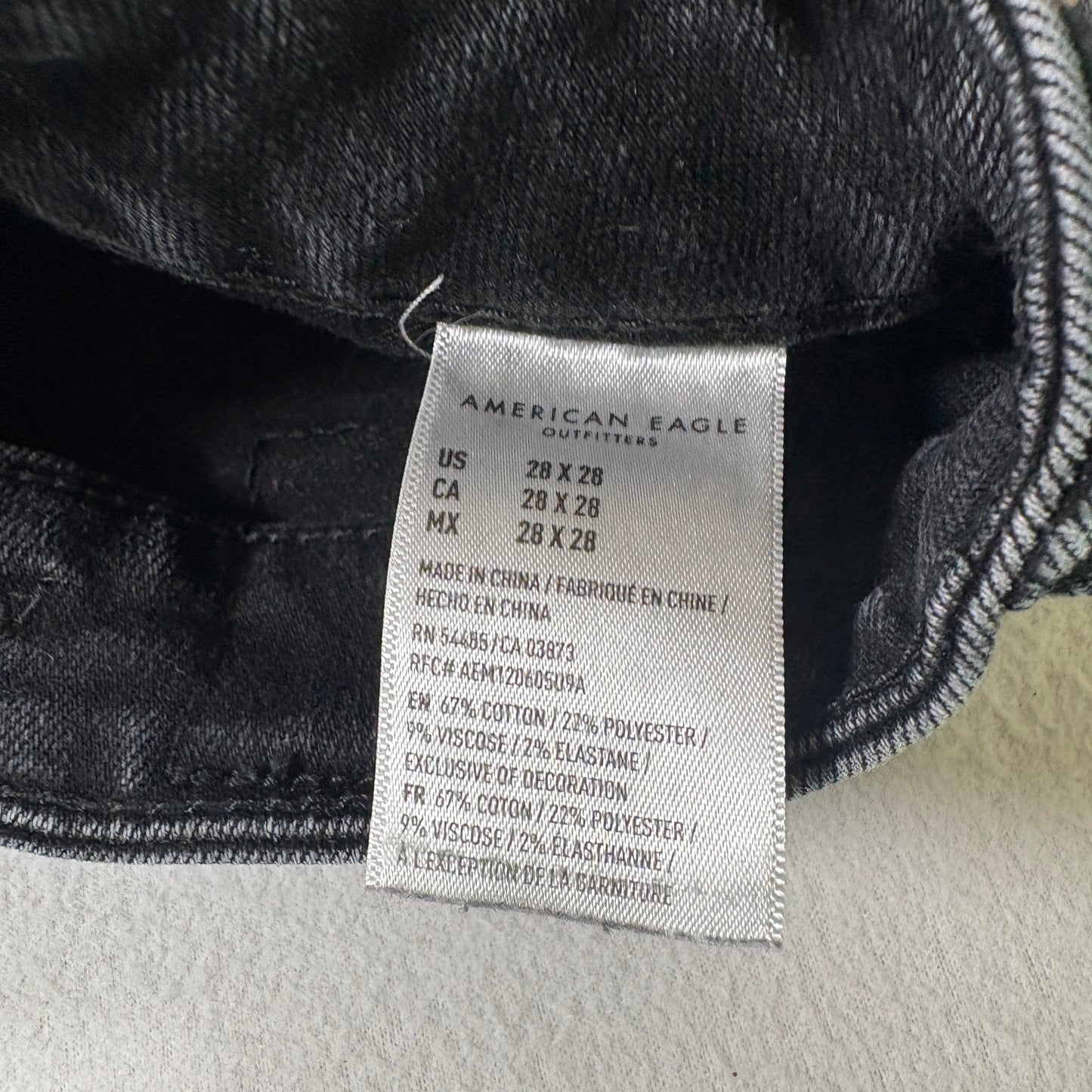 American Eagle Mens Jeans 28x28 Black Next Level Flex Slim Fit Denim Y2K Grunge