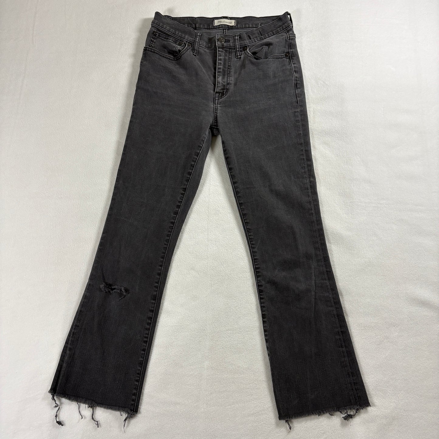 Madewell 9 Inch Bootcut Jeans Womens 27 Black Distressed Frayed Y2K
