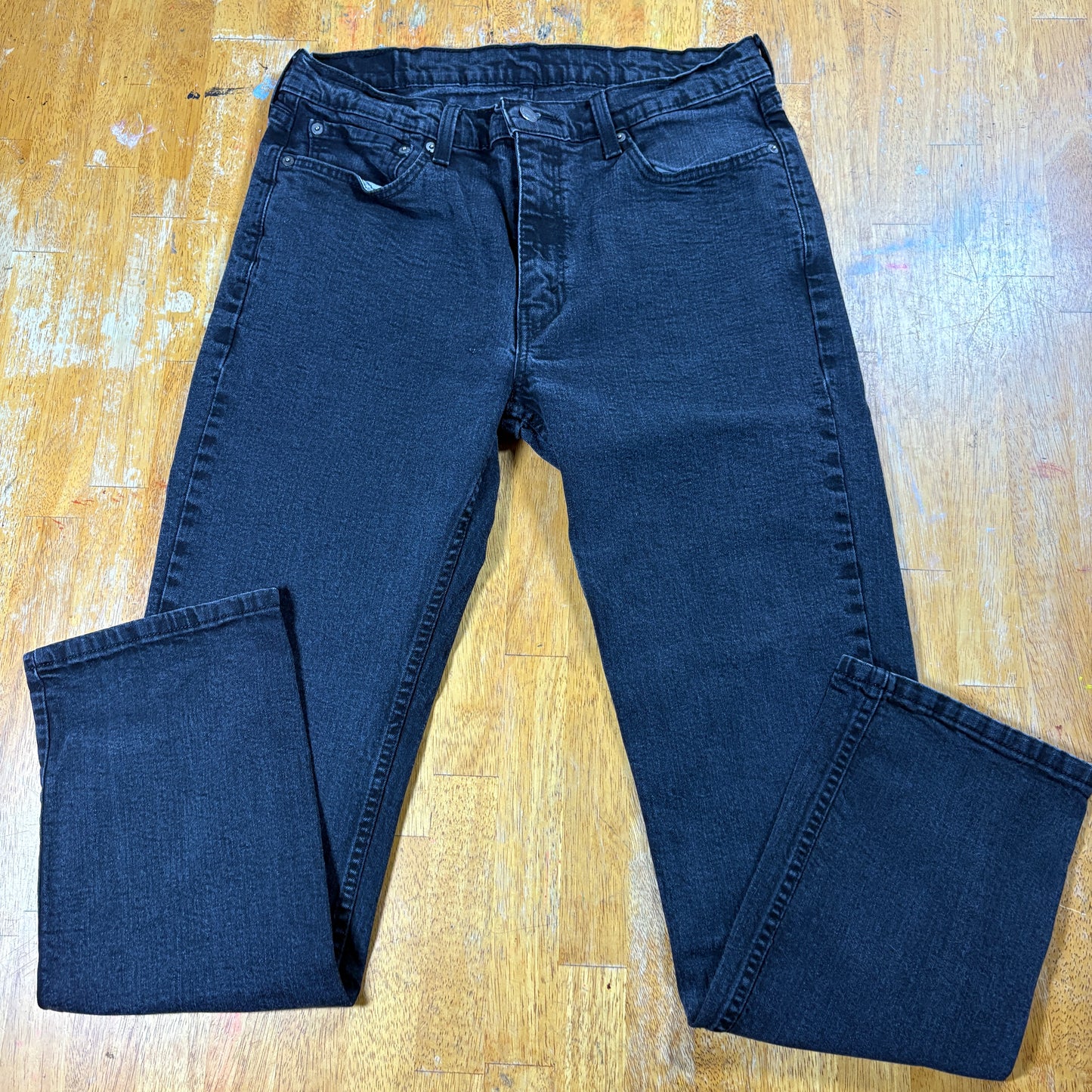 Levi’s 514 Jeans Mens W35 L32 Black Straight Leg Denim Classic Fit Vintage Wash
