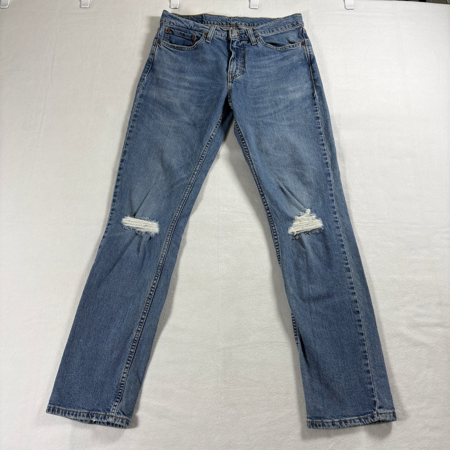 Levi’s 514 Men’s 32x32 Straight Light Wash Distressed Y2K Grunge Denim