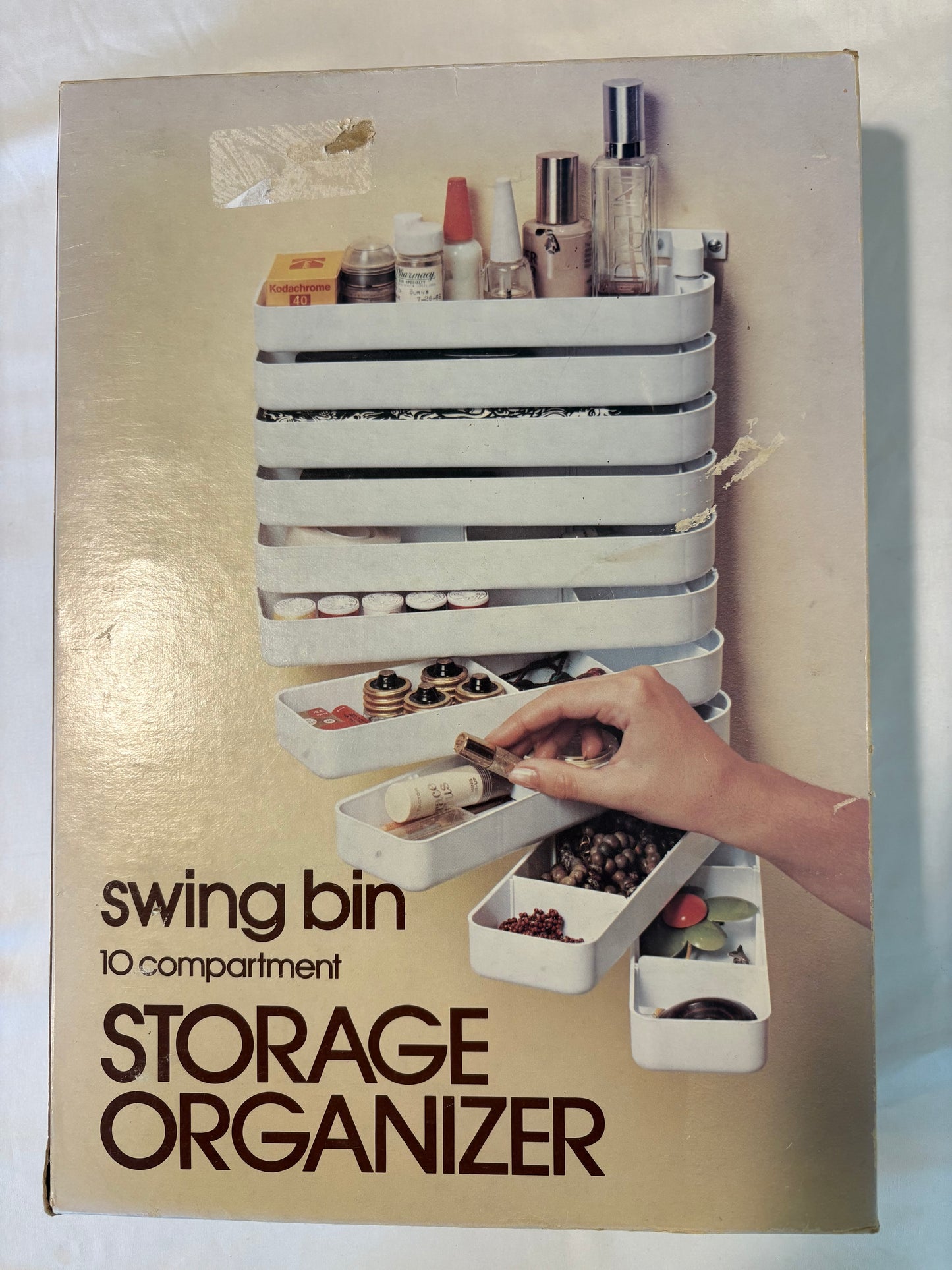 Vintage Swing Bin 10 Compartment Wall Storage Organizer Makeup Craft