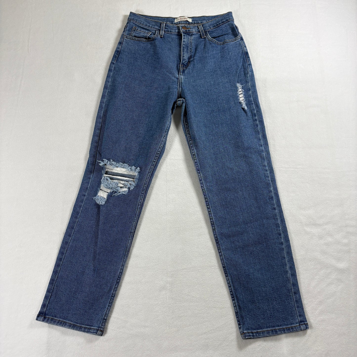 Vibrant MIU Women’s 9 W28 Distressed Straight Jeans Y2K Retro Denim USA