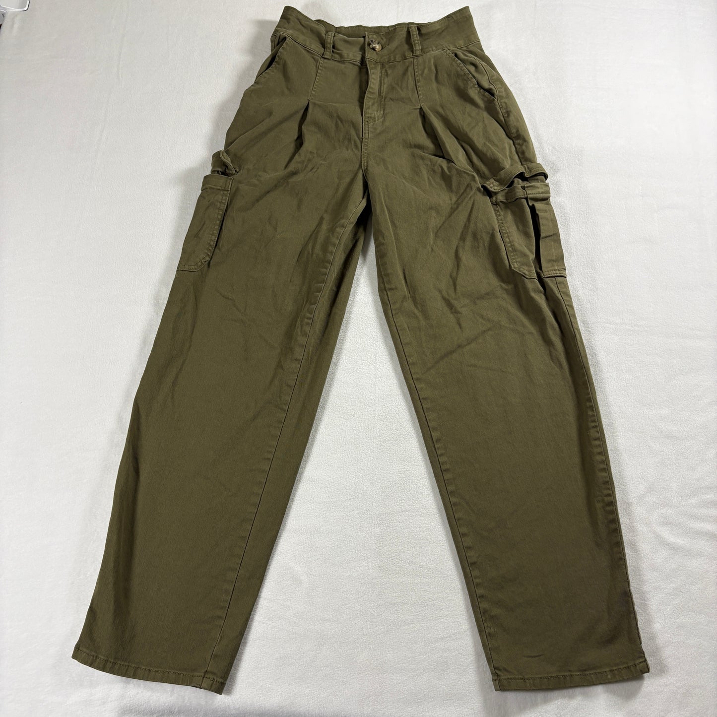 Forever 21 Cargo Pants Women Small Olive Wide Leg Y2K Streetwear Retro