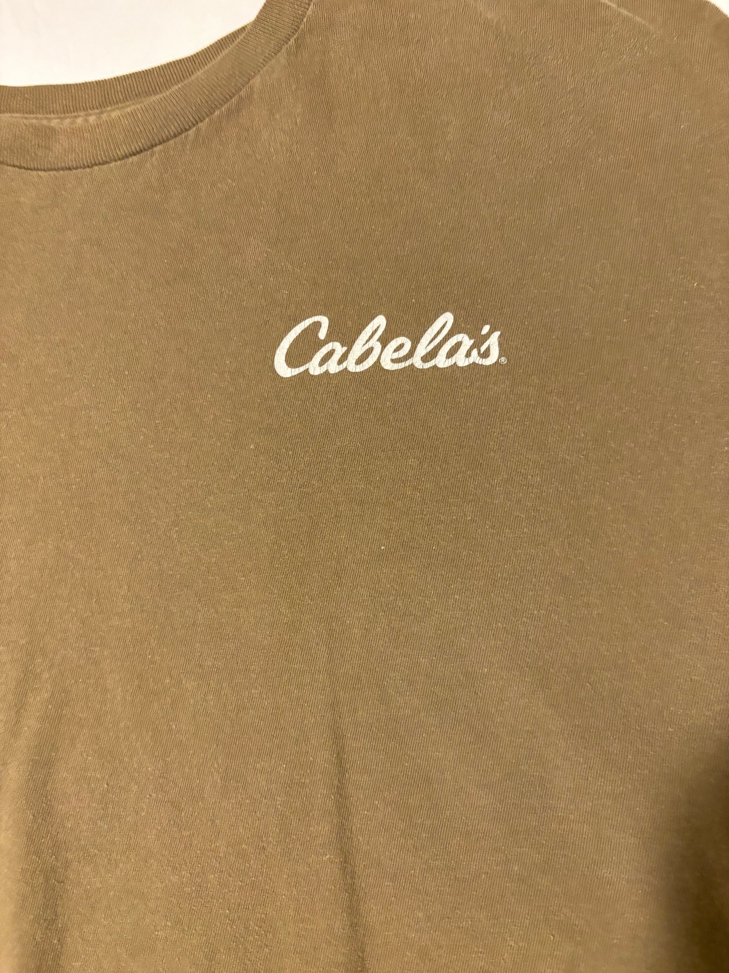 Cabela’s Men’s Brown Logo T-Shirt 2XL Short Sleeve Outdoor Hunting Fishing Tee