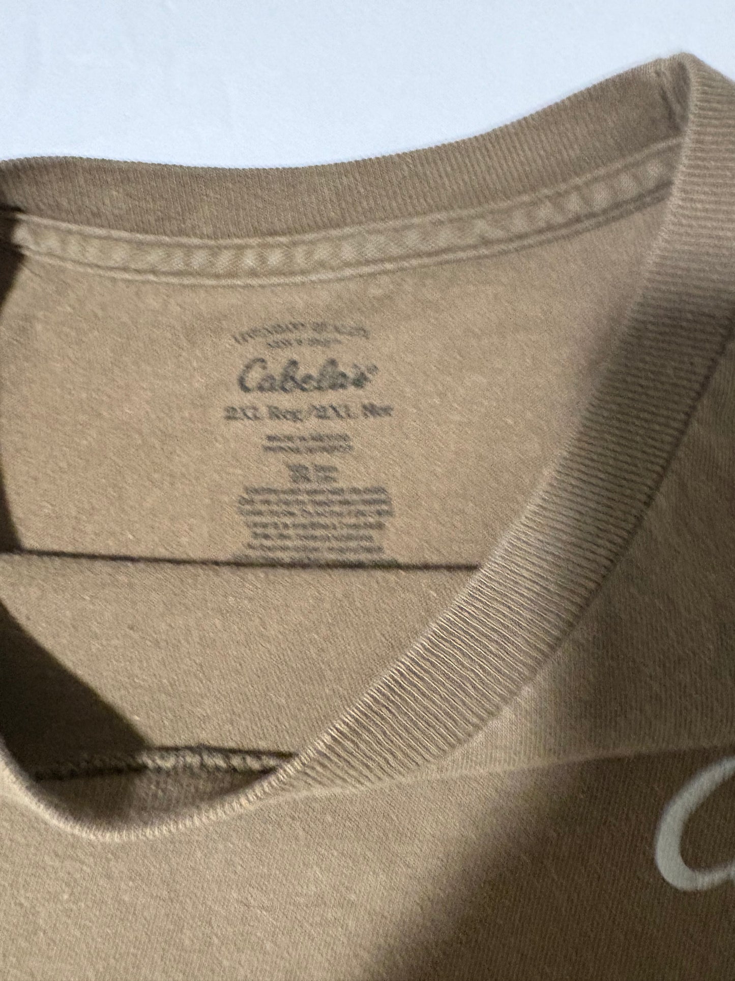 Cabela’s Men’s Brown Logo T-Shirt 2XL Short Sleeve Outdoor Hunting Fishing Tee