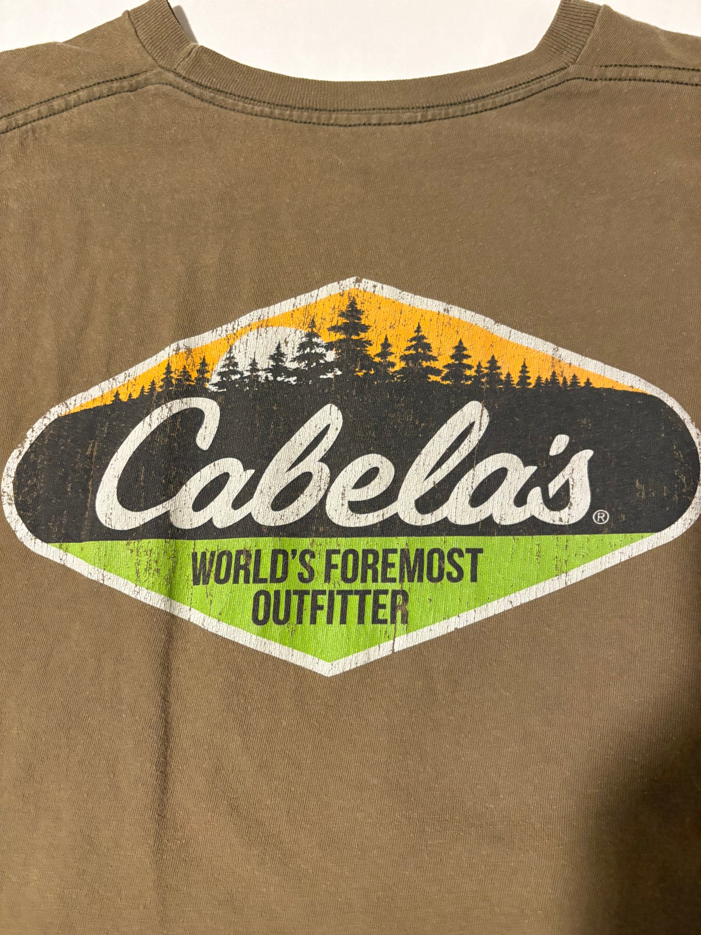 Cabela’s Men’s Brown Logo T-Shirt 2XL Short Sleeve Outdoor Hunting Fishing Tee