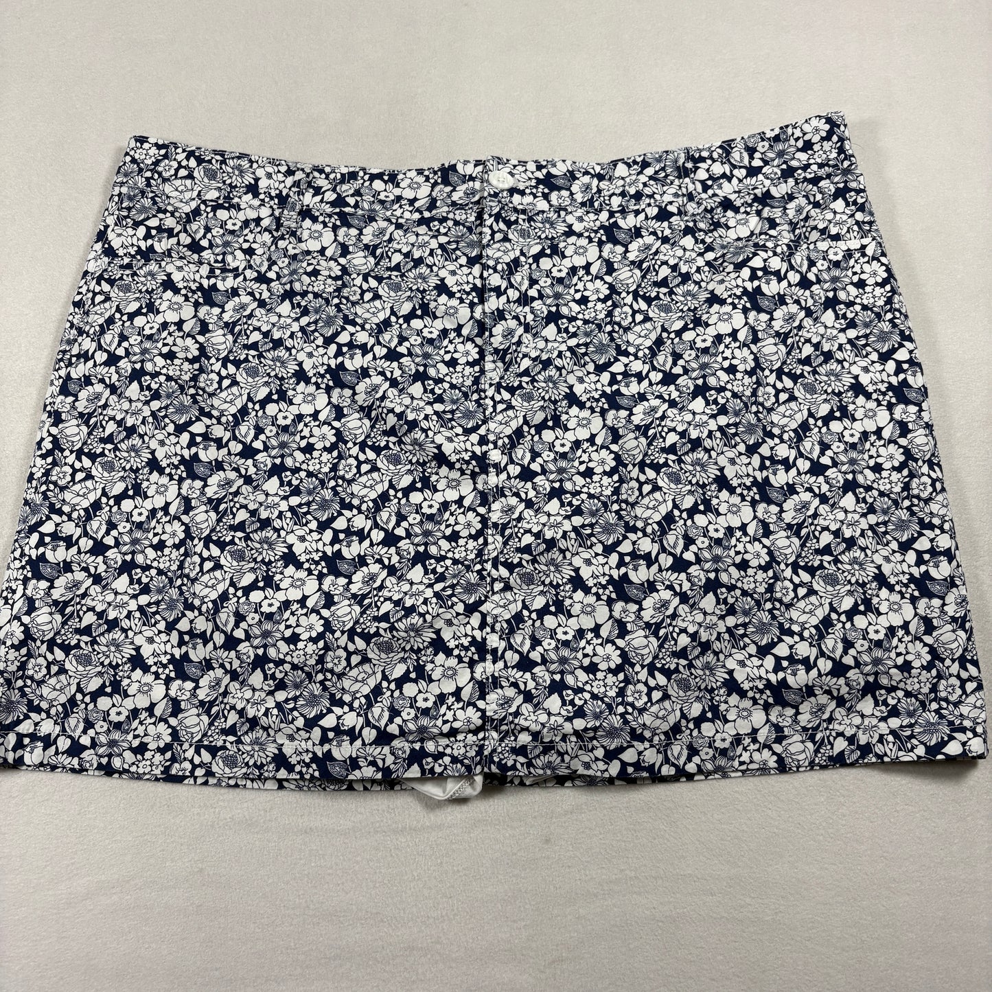 St Johns Bay Womens 22W Navy Floral Skort Stretch Cotton Blend Plus Size