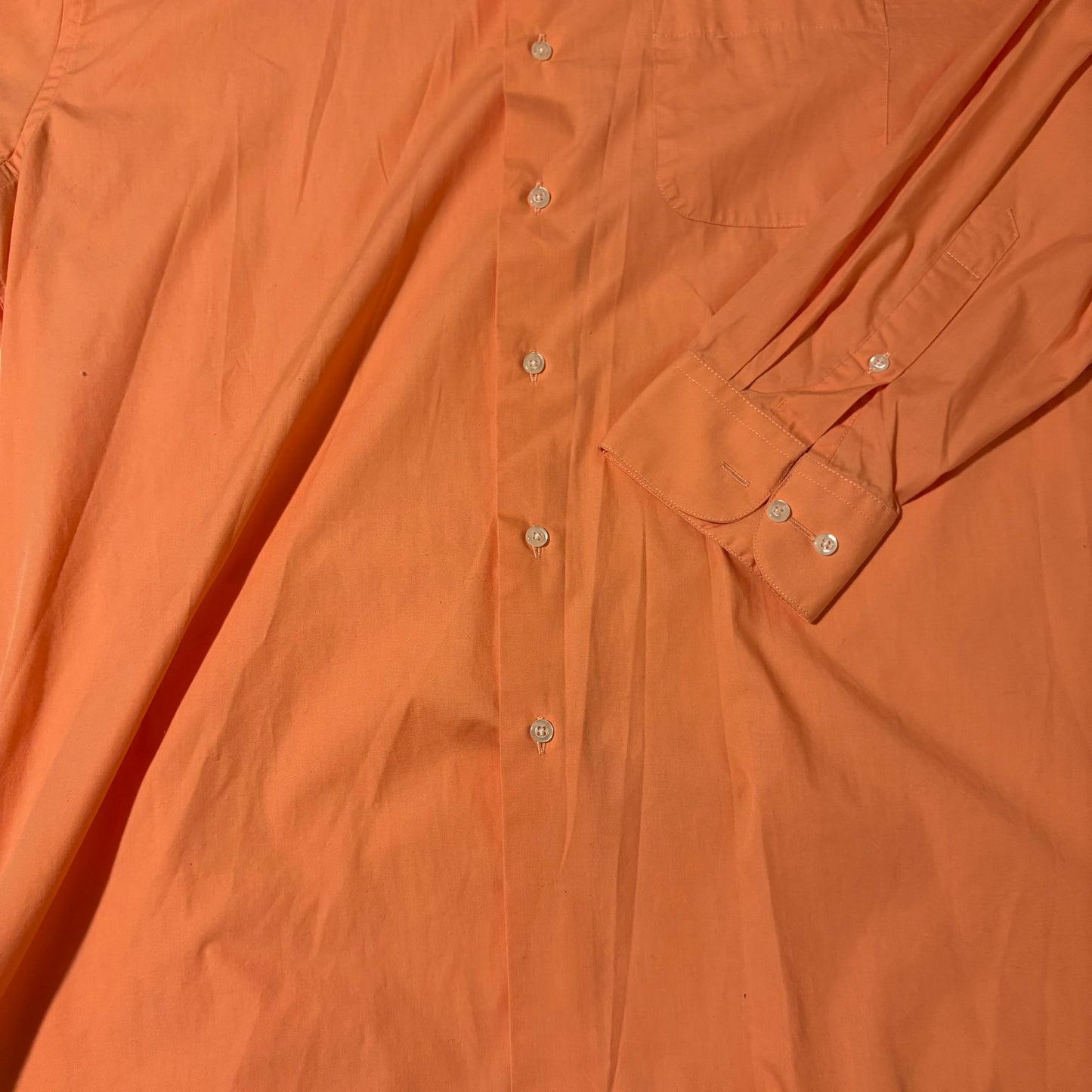 Bristol & Bull XL Orange Dress Shirt Long Sleeve Button Front Cotton Blend 17 1/2 34/35