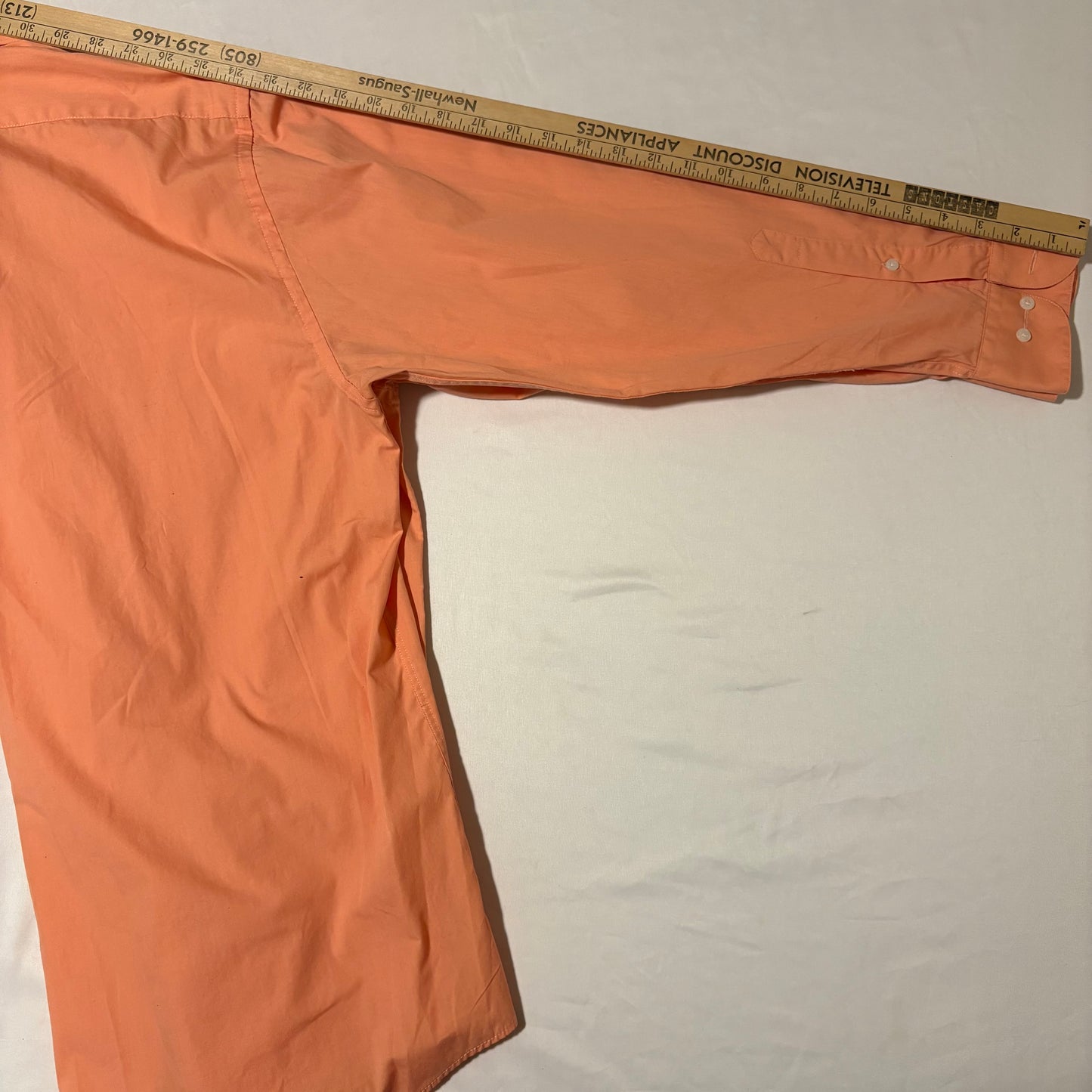 Bristol & Bull XL Orange Dress Shirt Long Sleeve Button Front Cotton Blend 17 1/2 34/35