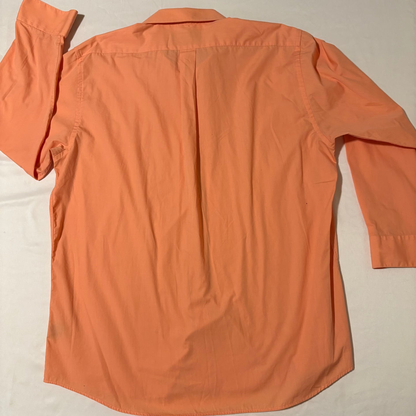 Bristol & Bull XL Orange Dress Shirt Long Sleeve Button Front Cotton Blend 17 1/2 34/35
