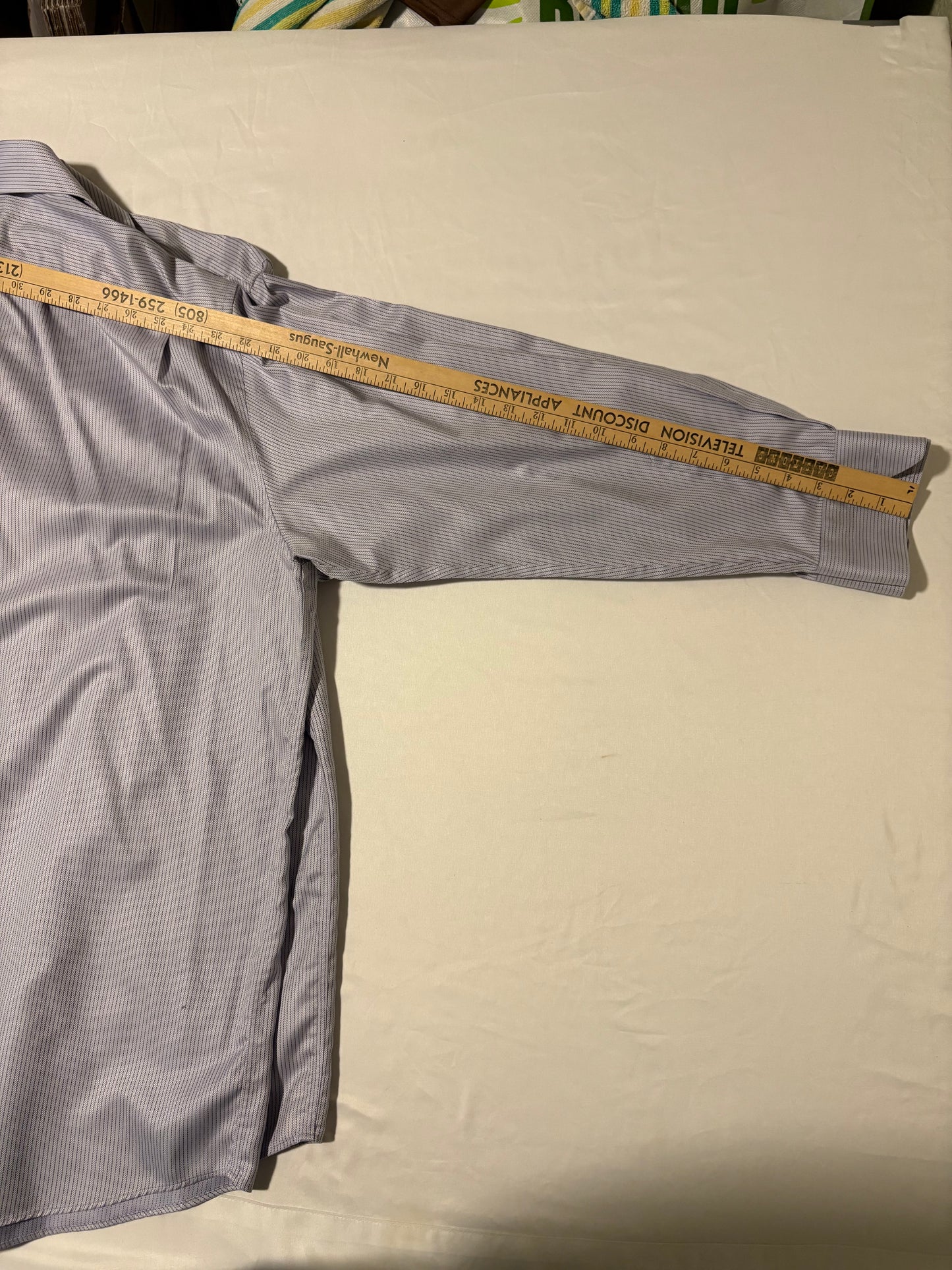 Hart Schaffner Marx 17.5 34 Dress Shirt Long Sleeve 100% Pima Cotton Non Iron Stripe